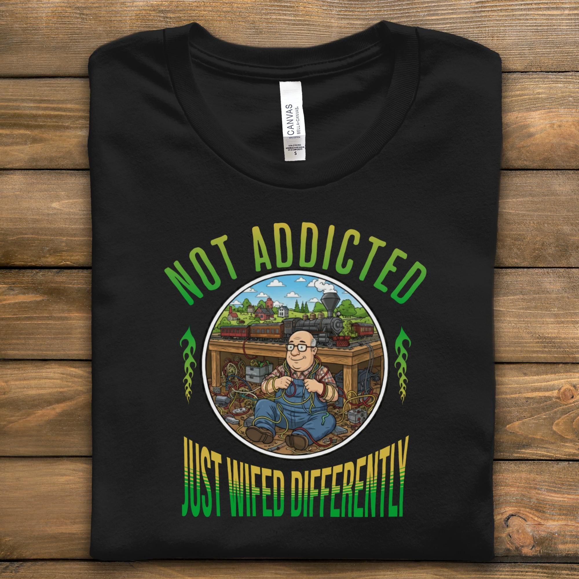 Not Addicted Just Wired Differently T-Shirt, Graphic Tee, Funny Retro Design, Unique Shirt for Gamers, Cool Casual Wear