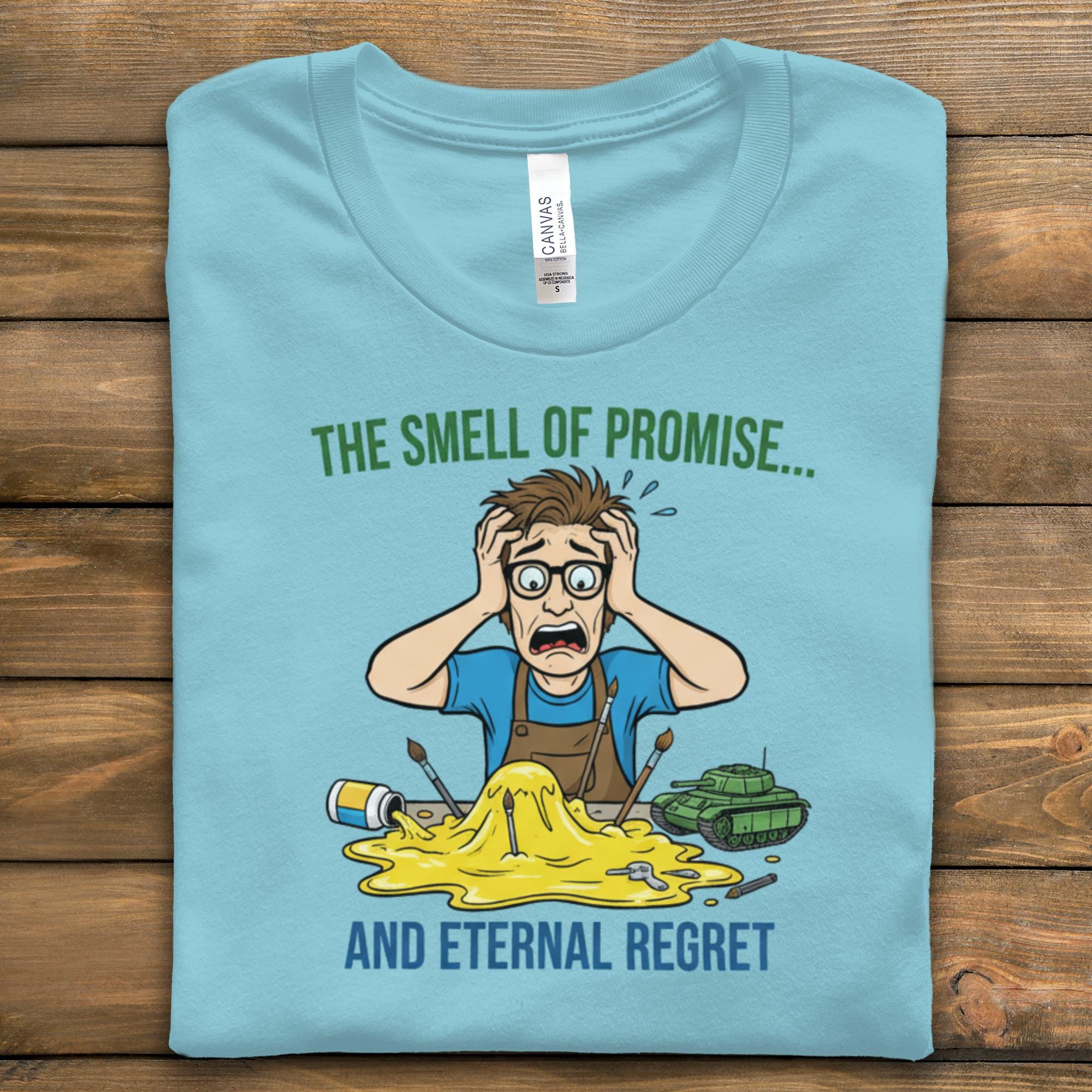 Funny Hobby T-Shirt, The Smell of Promise And Eternal Regret, Unique Graphic Tee, Gift For Model Kit Enthusiasts, Humorous Shirt