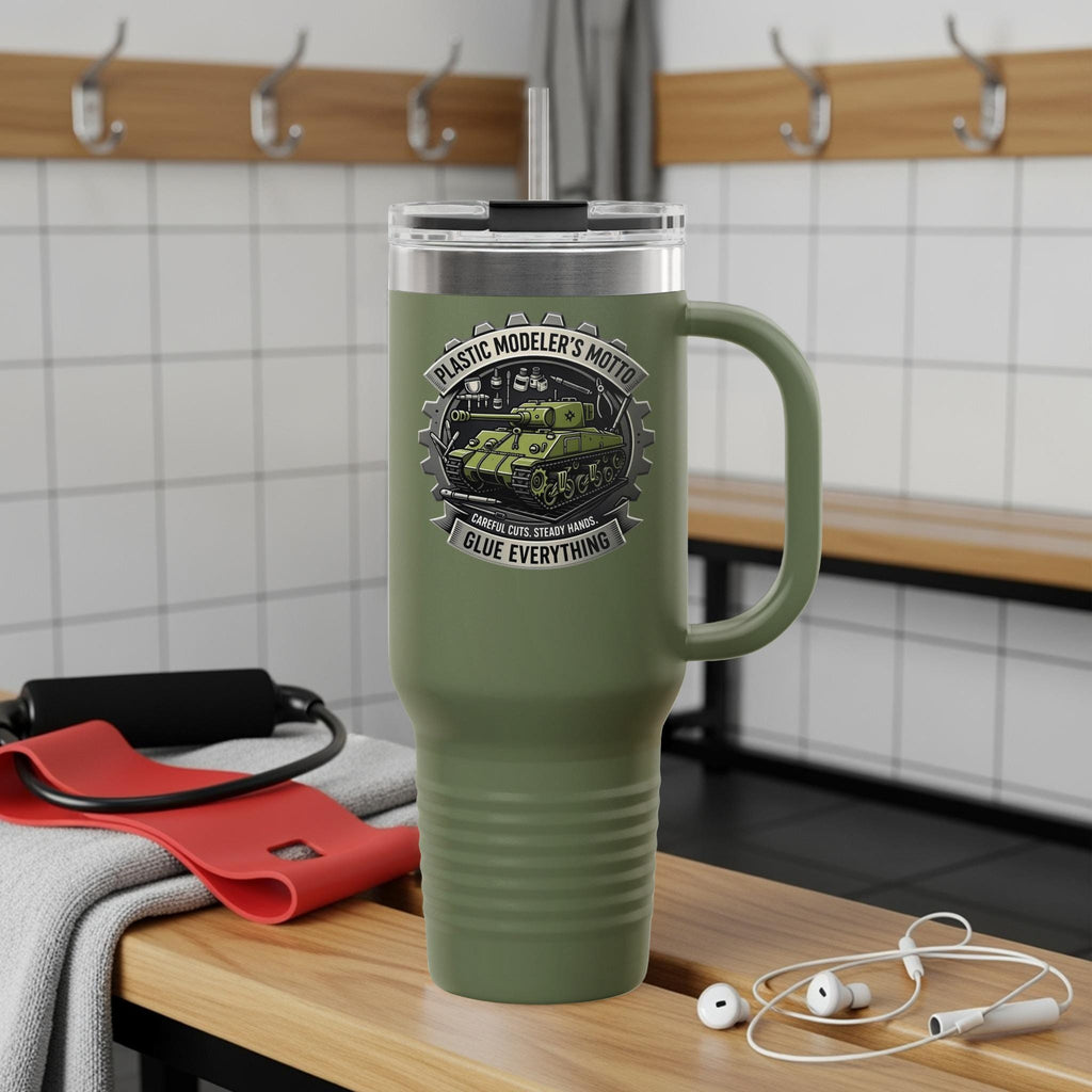 Plastic Modeler's Motto Travel Mug, Funny Tank Design Cup, Unique Gift for Model Enthusiasts, Large Capacity Tumbler