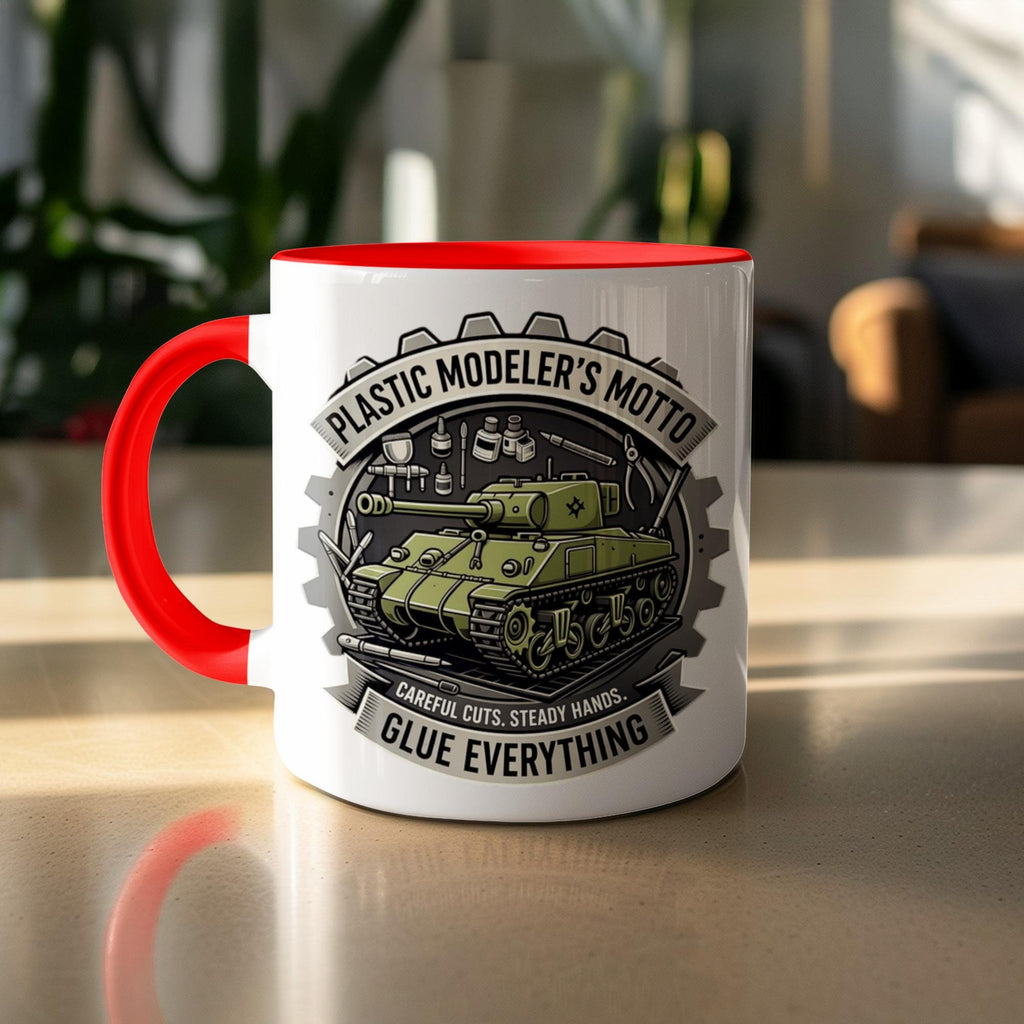 Plastic Modeler's Motto Mug, Funny Hobbyist Gift, Model Building Enthusiast, Unique Tank Design, Perfect Gift for Model Makers