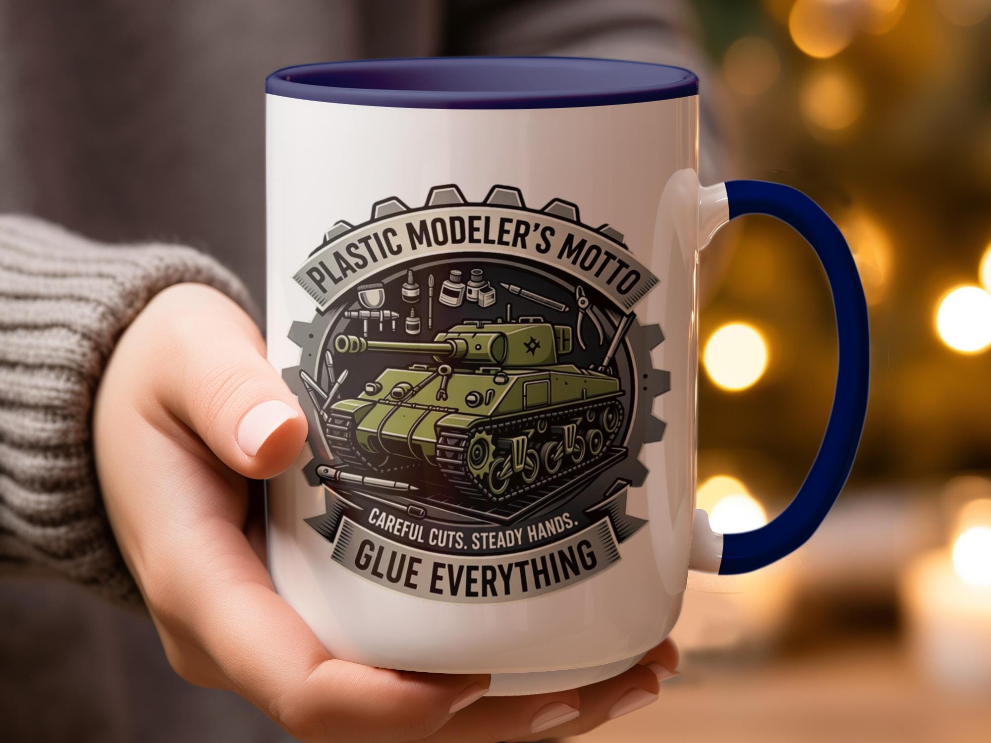 Plastic Modeler's Motto Mug, Careful Cuts Steady Hands, Glue Everything, Perfect Gift for Model Enthusiasts, Unique Coffee Mug