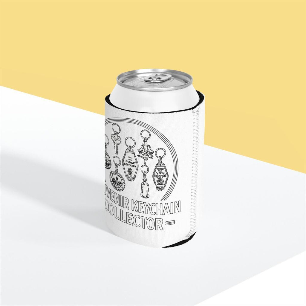 Souvenir Keychain Collector Can Cooler, Drink Sleeve Holder, Beverage Insulator, Fun Graphic Design, Can Cozy, Gift for Collectors