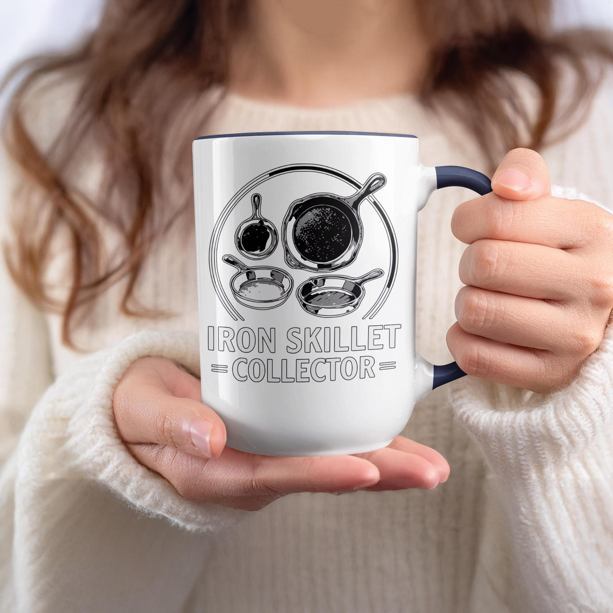 Iron Skillet Collector Mug, Unique Coffee Mug for Skillet Enthusiasts, Cast Iron Lover Gift, Skillet Art Cup for Kitchen Decor