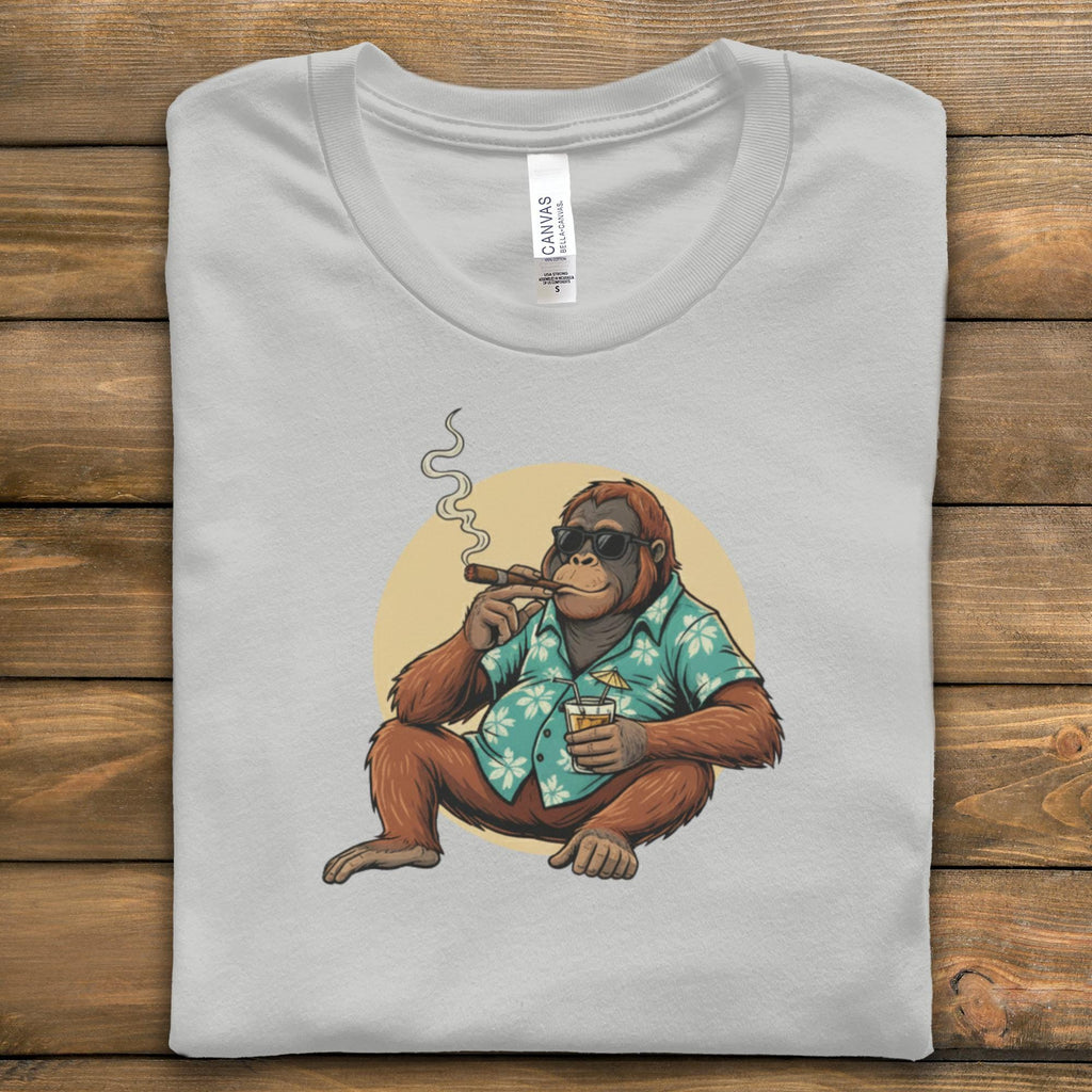 Funny Orangutan Smoking Cigar T-shirt, Cool Animal Graphic Tee, Men's Casual Wear, Unique Novelty Gift, Vintage Style Apparel
