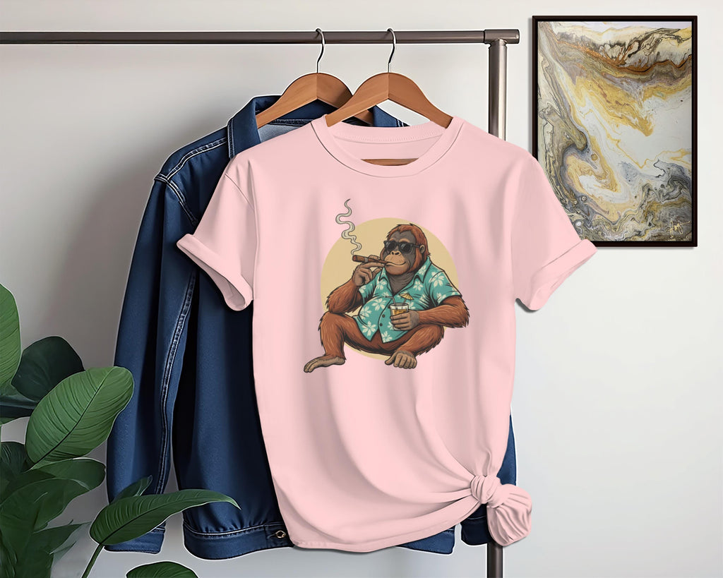 Funny Monkey Smoking Tshirt, Graphic Printed Tee, Casual Unisex Shirt, Unique Illustration Top, Cool Gift Idea, Trendy Fashion Apparel