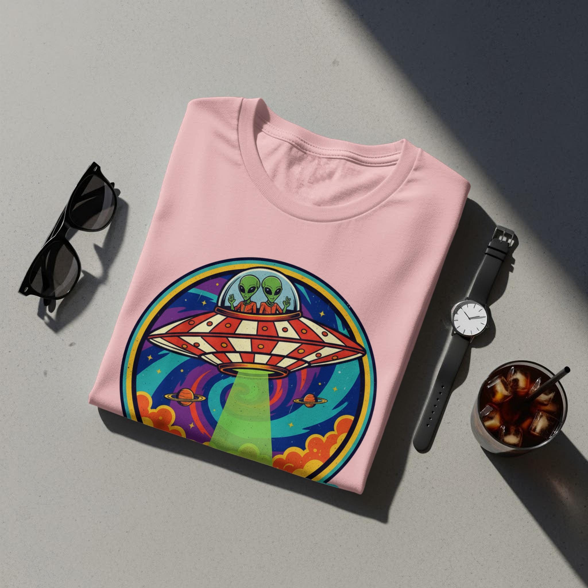 Alien Spaceship Graphic Tee, Cool UFO Shirt, Outer Space Fashion, Retro Alien T-Shirt, Funny Alien Abduction Design, Unique Gift Idea