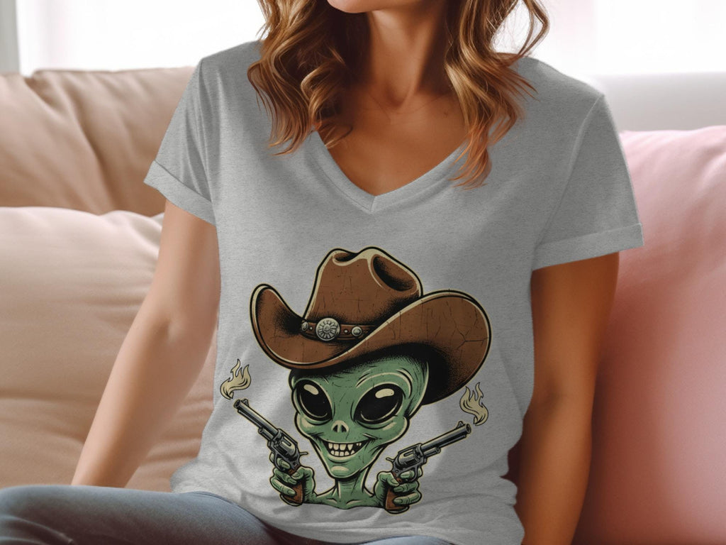Alien Cowboy Graphic Tee, Funny Alien Shirt, Western Themed Alien T-Shirt, Unique Alien Design, Comical Alien Wear, Cowboy Outfit