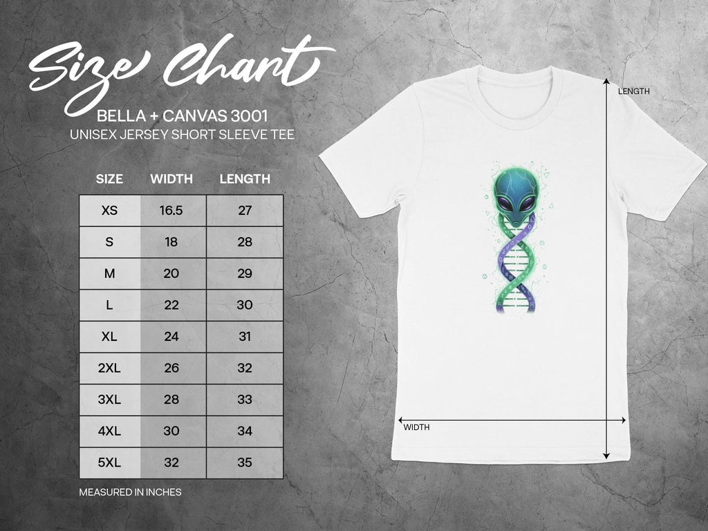 Alien DNA Graphic Tee, Unisex Short Sleeve Shirt, Sci-Fi Themed T-Shirt, Space Lover Gift, Futuristic Alien Design, Cool Casual Wear