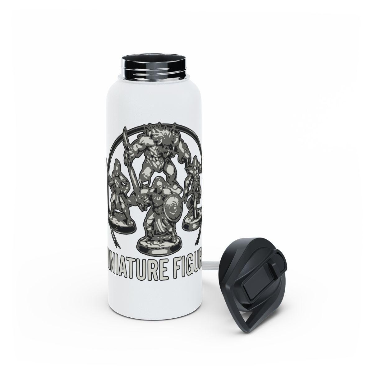 Miniature Figure Fantasy Print Water Bottle, Geek Gaming Accessory, Custom Stainless Steel Flask, Nerdy Gifts, Novelty Hydration Flask