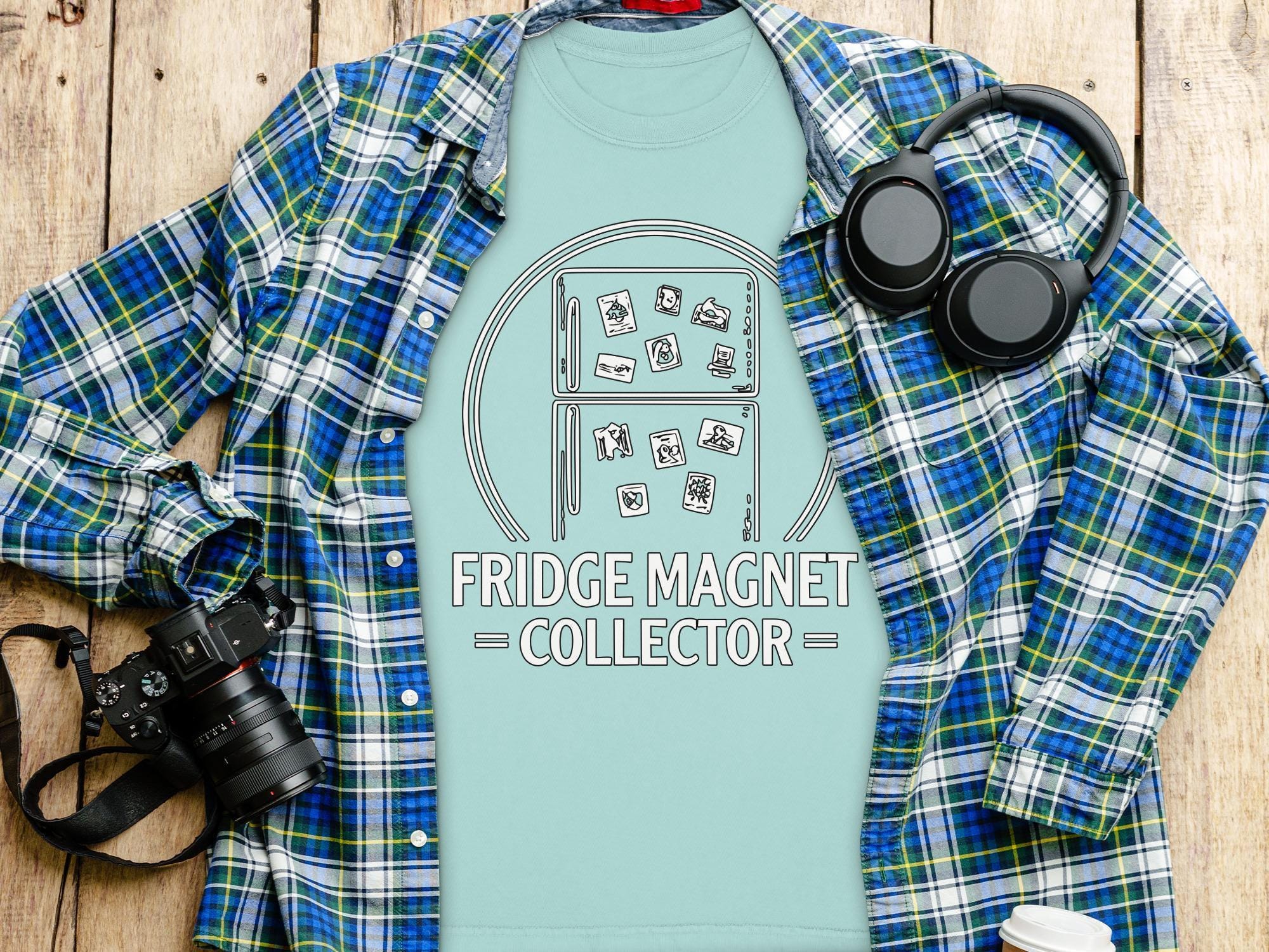Fridge Magnet Collector T-Shirt, Unique Refrigerator Design, Collectible Magnet Art Tee, Quirky T-Shirt, Comfort Colors Tee