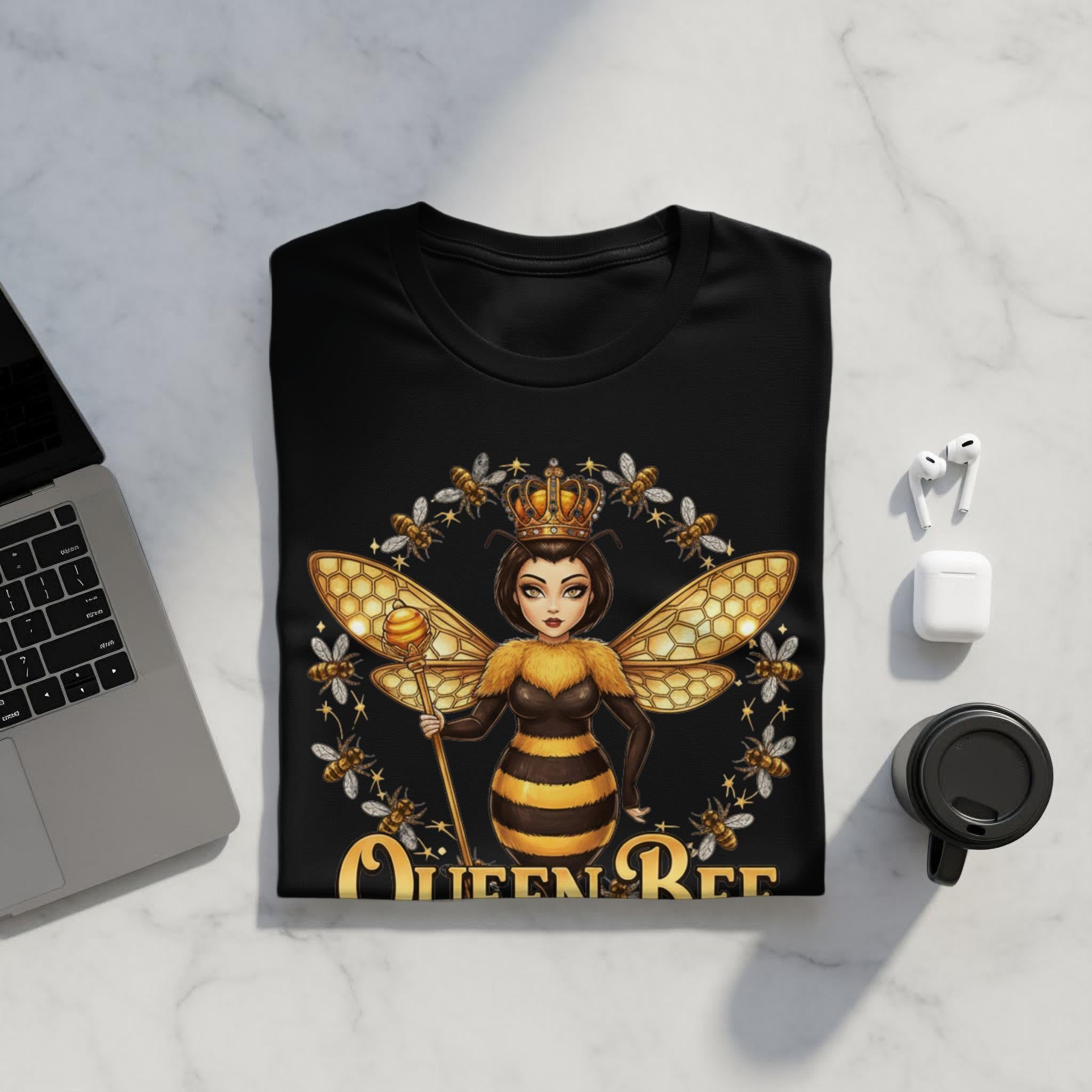 Queen Bee T-Shirt, Honeycomb Wings Shirt, Bee Lover Gift, Bee Keeper Shirt, Save The Bees Tee, Bee Graphic Shirt, Honey Bee Tshirt, Queen