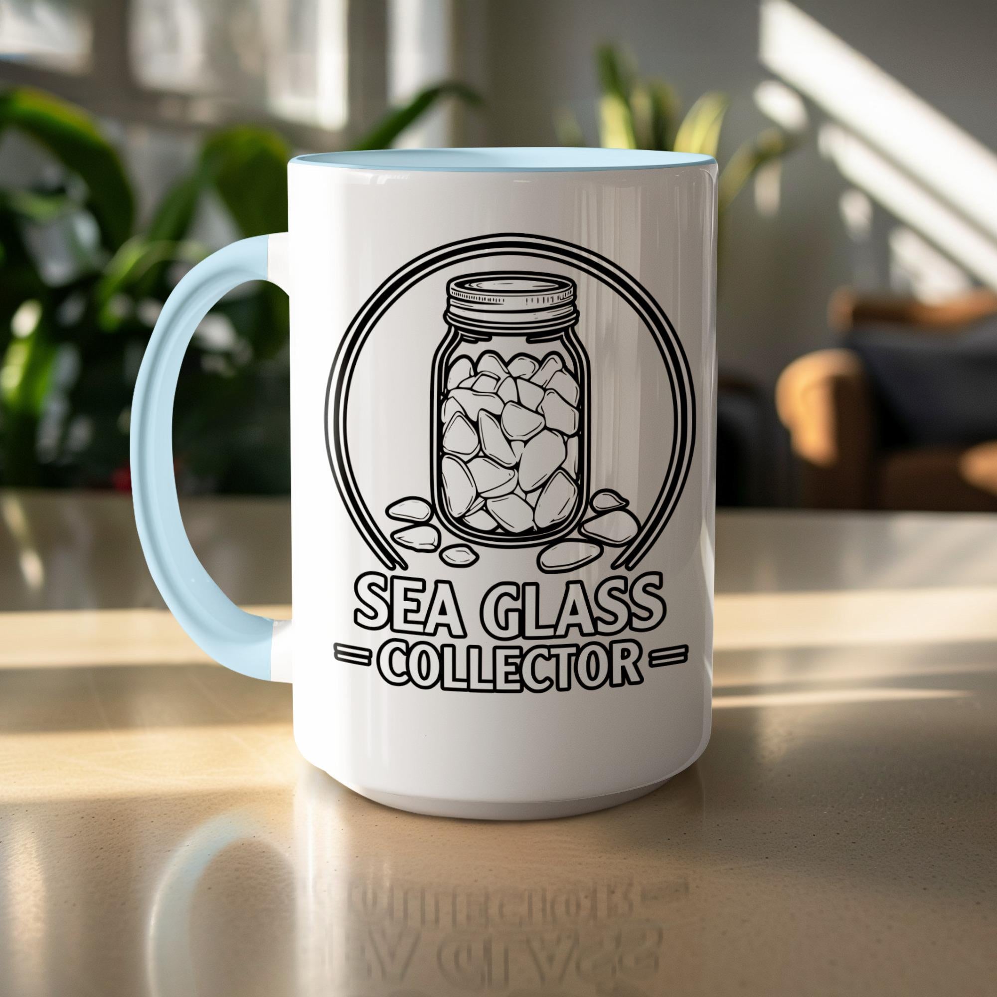 Sea Glass Collector Mug, Beachcomber Coffee Cup, Ocean Lover Gift, Coastal Kitchen Decor, Seaside Enthusiast Present, Nautical Mug