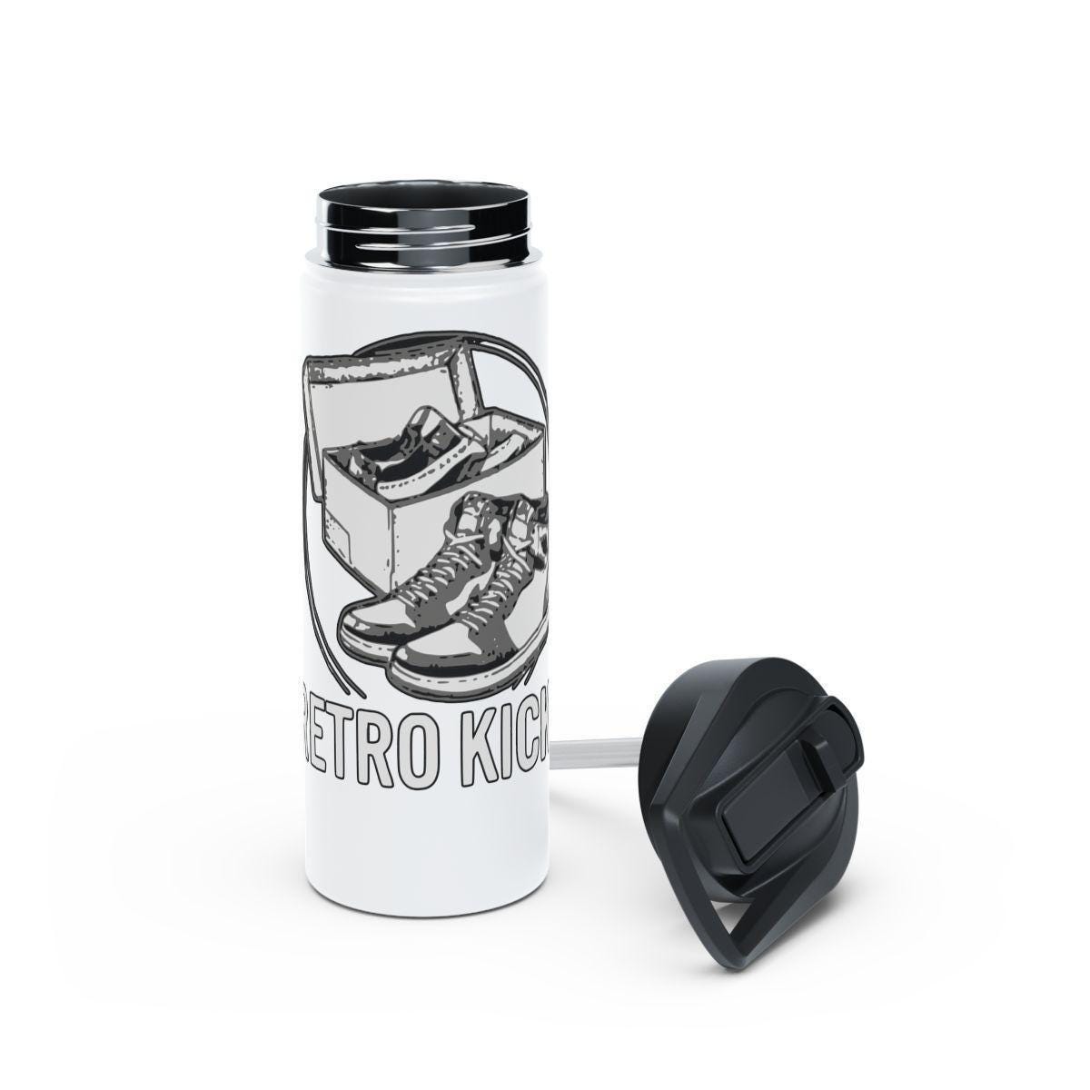 Retro Kicks Water Bottle, Sneakers Design Travel Mug, Shoes Themed Insulated Tumbler, Unique Sports Gift for Sneakerheads