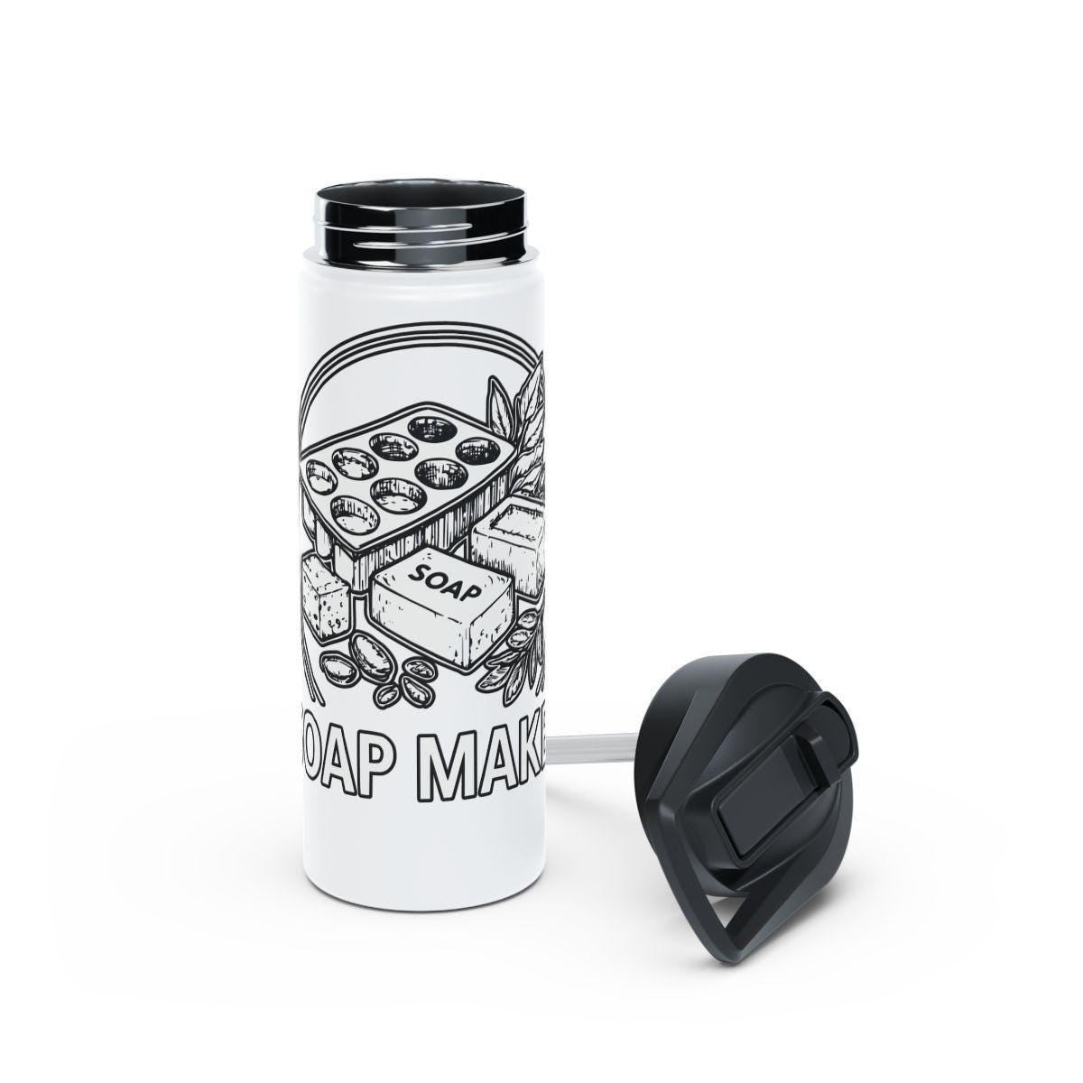 Soap Making Design Travel Mug, Artistic Soap Maker Gift, Portable Drink Container, Custom Soap Design Tumbler, Unique Soap Lover Flask