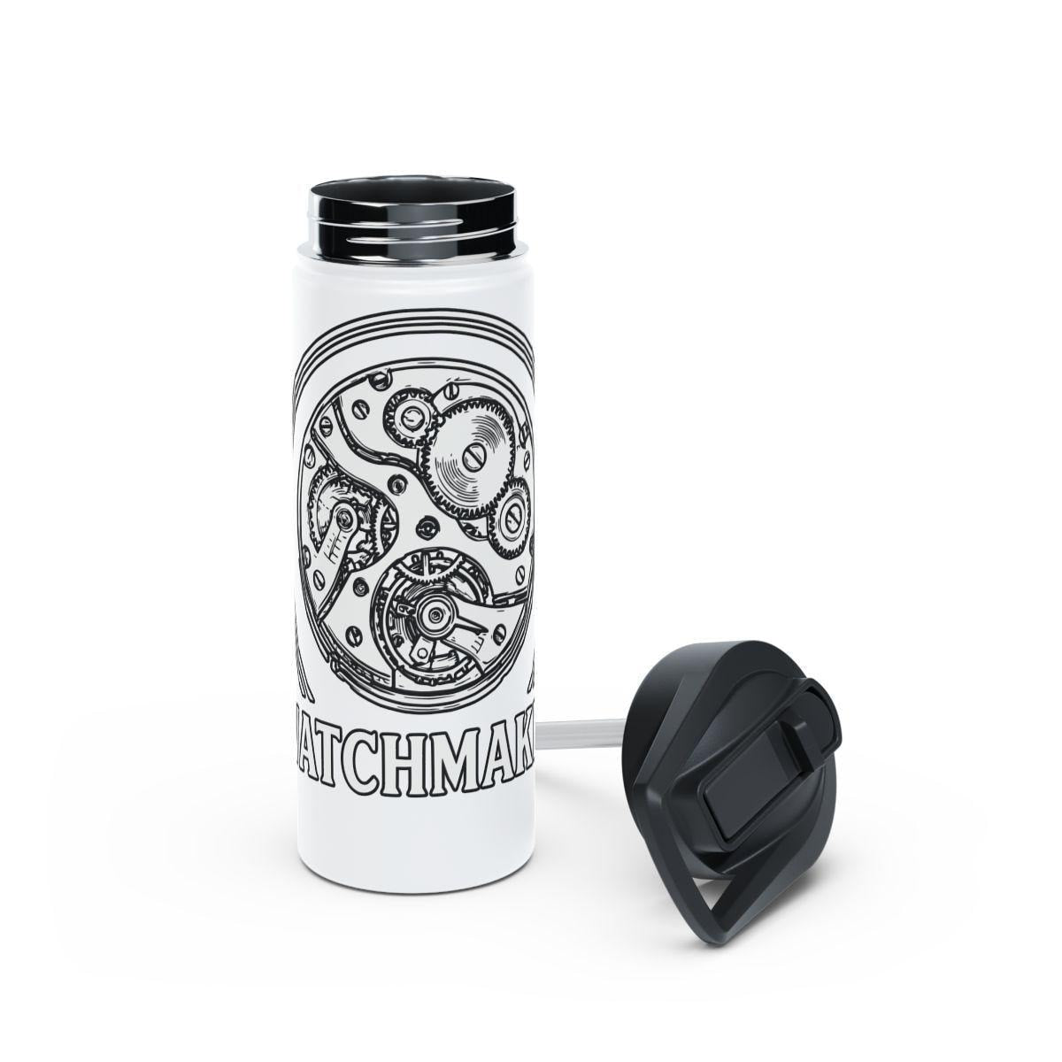Watch Gears Print Travel Mug, Mechanical Design Coffee Thermos, Steampunk Inspired Stainless Steel Travel Bottle