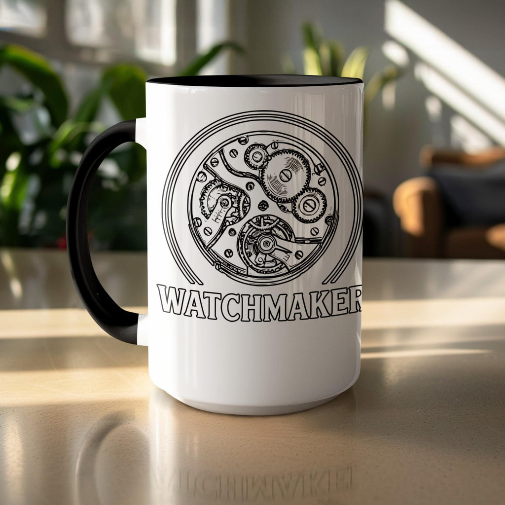 Watchmaker Mug, Unique Clockmaker Gift, Watch Enthusiast Coffee Cup, Horology Lovers Present, Gear Design Ceramic Mug, Timepiece Art Mug