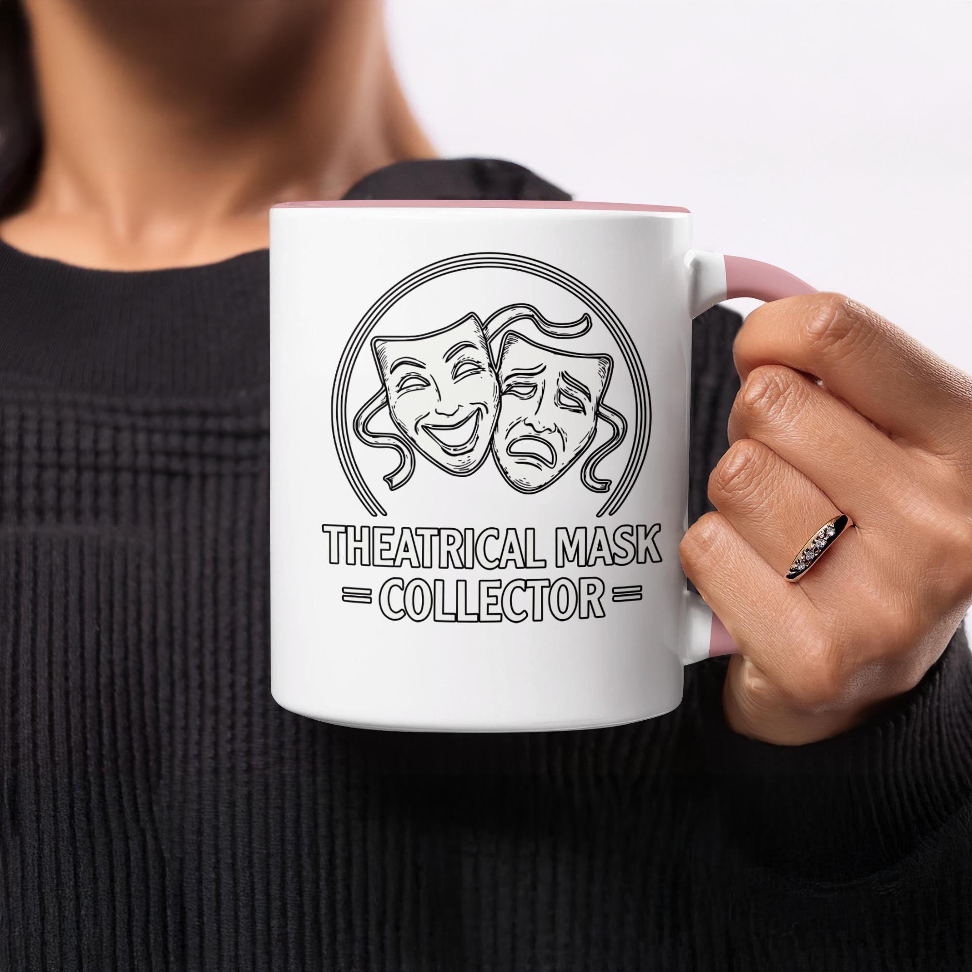 Theatrical Mask Collector Mug, Drama Theater Lover Gift, Tragedy and Comedy Masks Cup, Actor Actress Drinkware, Stage Play Fan Present