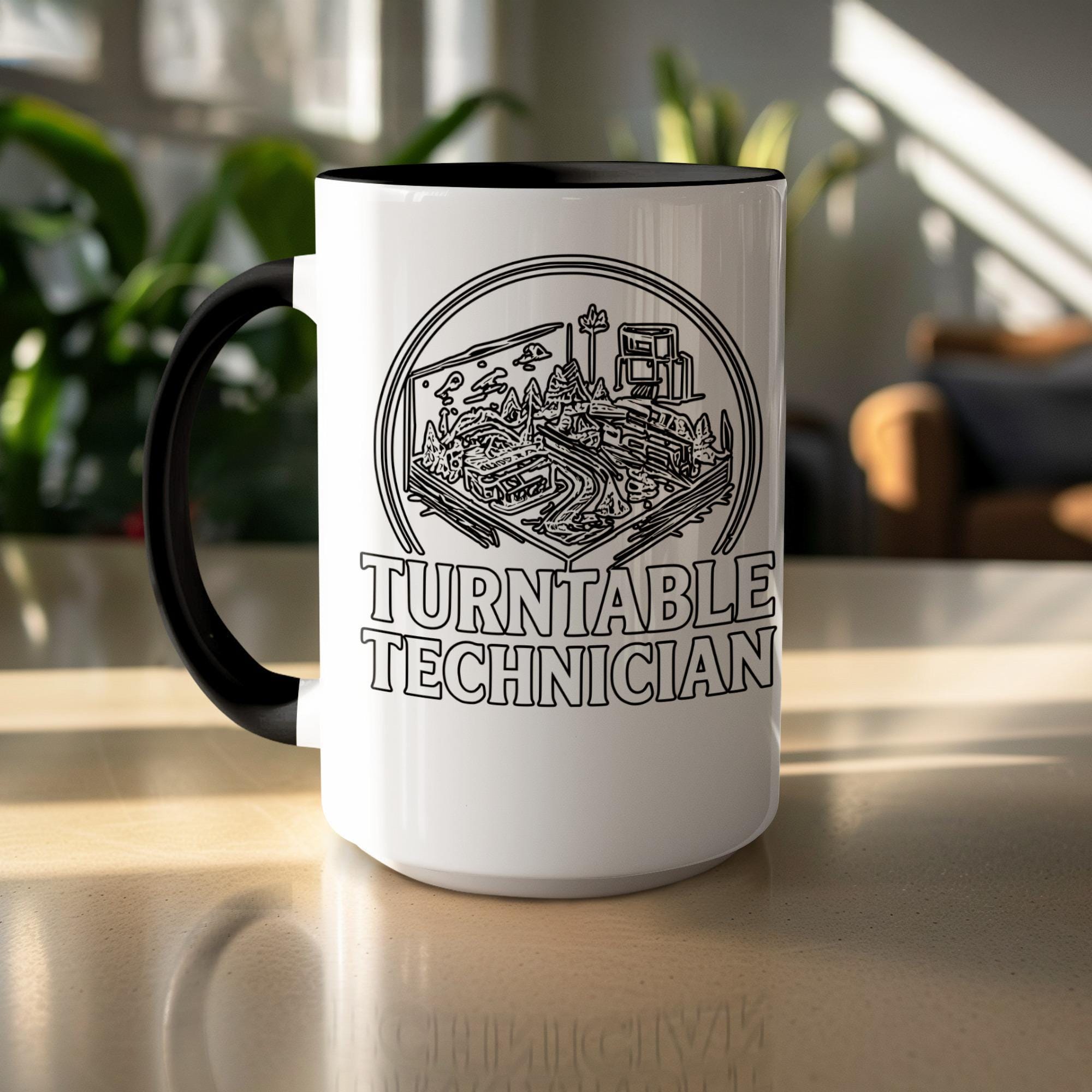 Turntable Technician Coffee Mug, DJ Gift, Music Lover Mug, Vinyl Record Enthusiast, Unique Design Mug, Funny Coffee Mug, 11oz