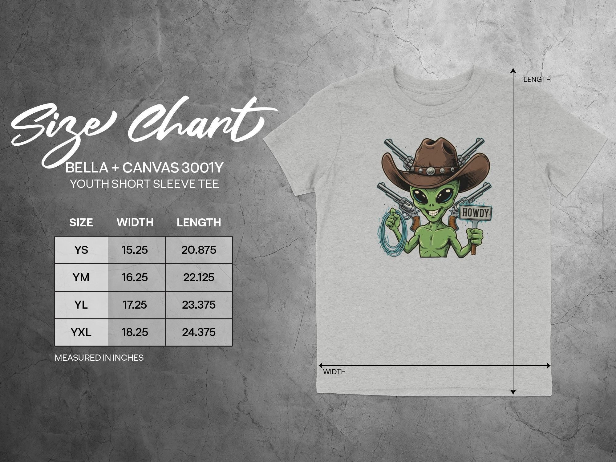 Alien Cowboy T-Shirt, Youth Short Sleeve Tee, Cool Alien Graphic, Fun Space Cowboy Design, Kids Sci-Fi Shirt, Unisex Alien Tee