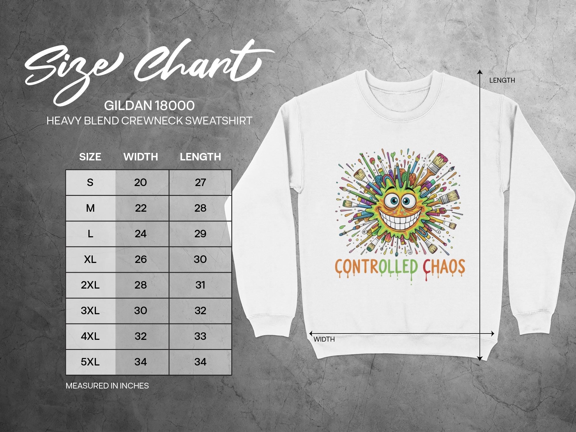 Controlled Chaos Sweatshirt, Colorful Smiling Face Crewneck, Fun Graphic Pullover, Artistic Design Top, Comfortable Casual Wear