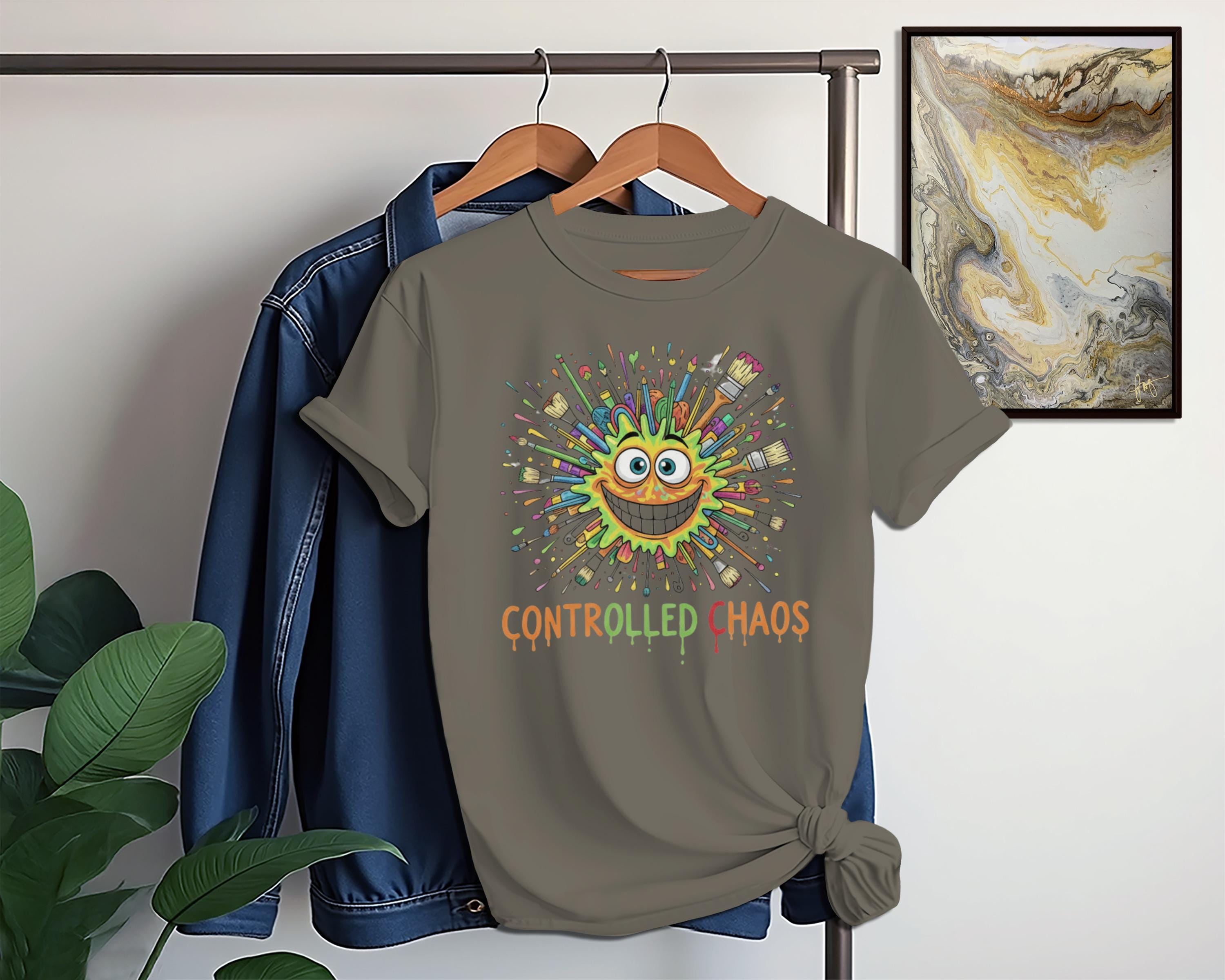 Funny Controlled Chaos T-shirt, Monster Graphic Tee, Cute Fun Design, Casual Unisex Shirt, Retro Style Top, Perfect Gift Idea