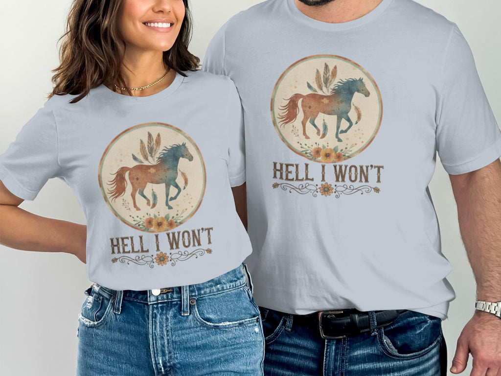 Vintage Western Horse Graphic T-Shirt, Hell I Won't Funny Cowboy Tee, Retro Country Unisex Top, Gift for Horse Lovers