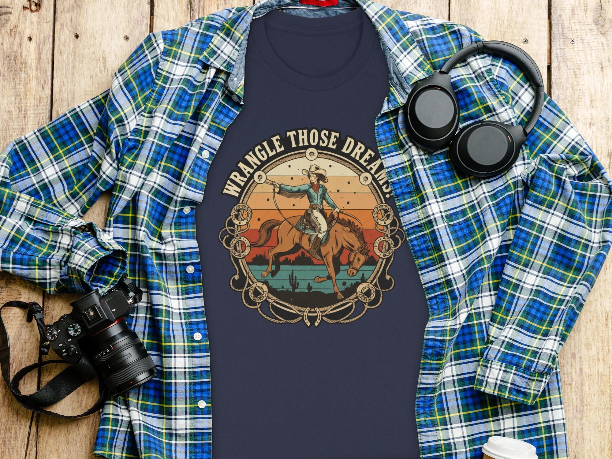 Vintage Cowboy Graphic Tee, Western Rodeo T-Shirt, Wrangler Those Dreams Shirt, Country Music Festival Outfit, Retro Cowboy Apparel