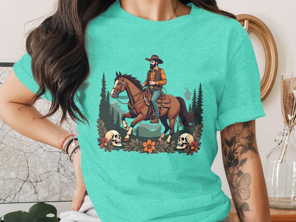Cowboy Riding Horse Shirt, Western Graphic Tee, Vintage Country Outfit, Retro Cowboy Apparel, Rustic Rider T-Shirt, Gift for Him