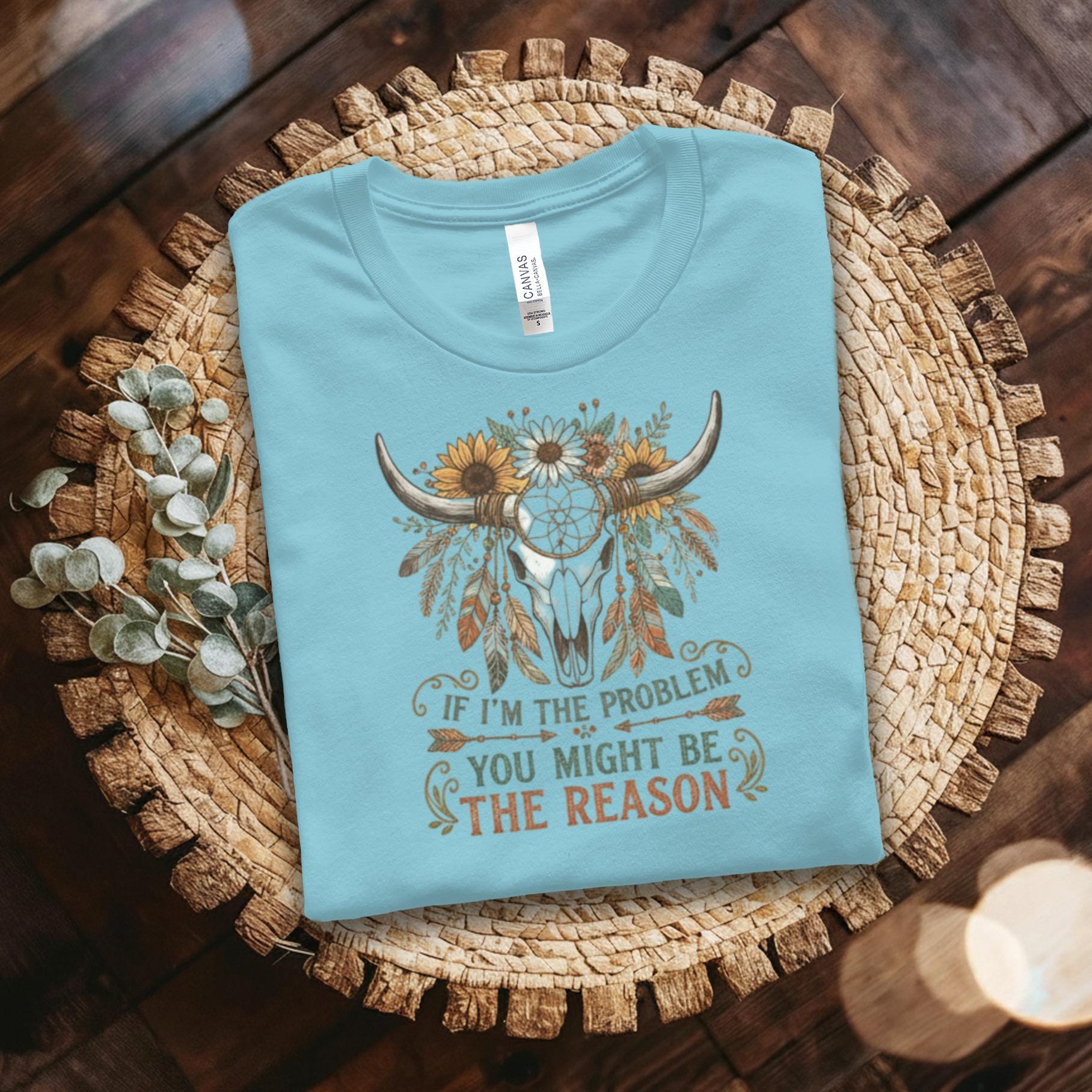 Western Graphic Tee, Boho Skull Shirt, Funny Quote T-Shirt, Trendy Casual Top, Unique Cow Skull Design, Statement Clothing
