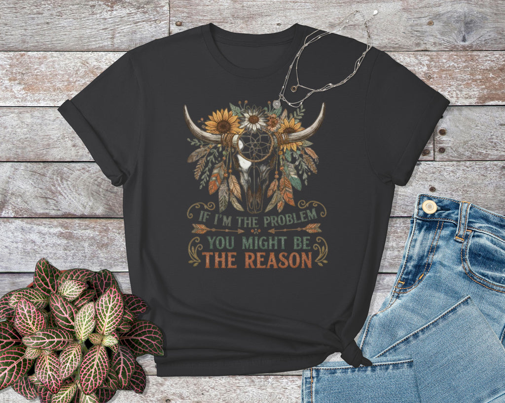 Western Bull Skull Graphic Tee, Sunflower Dreamcatcher Design Shirt, Boho Skull Shirt, Vintage Cowgirl Graphic Tee, Retro Western Clothing