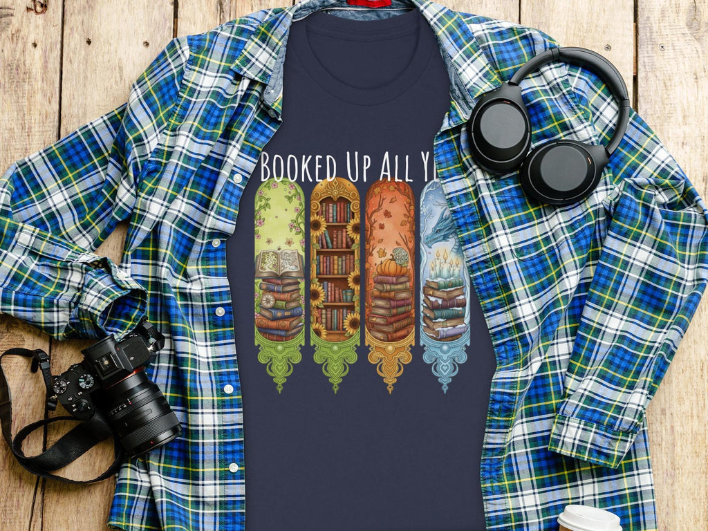 Booked Up All Year T-Shirt, Literary Gift, Book Lover Shirt, Funny Bookworm Tee, Reading Enthusiast Gift, Unique Bookish Top
