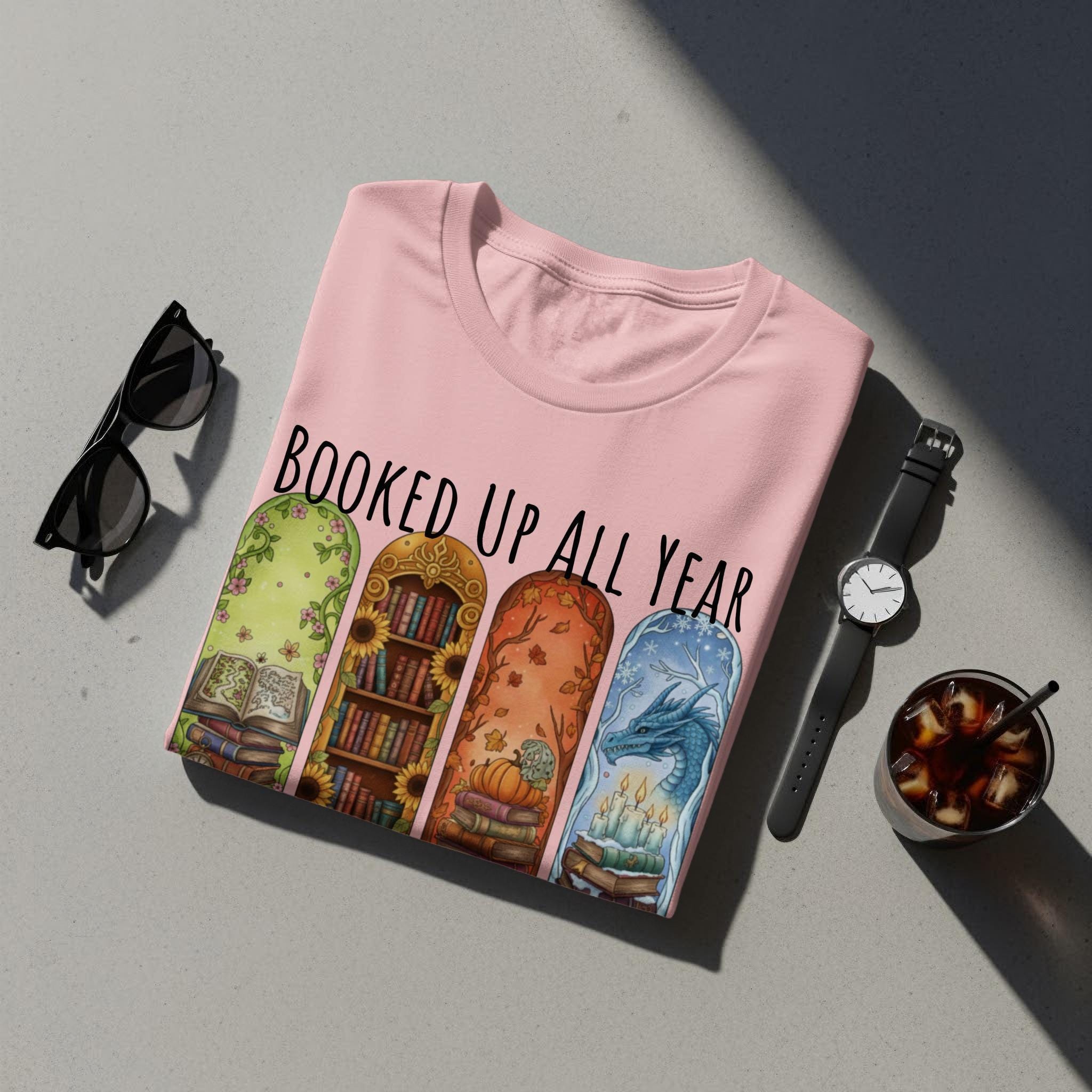 Booked Up All Year T-shirt, Book Lovers Tee, Reading Enthusiast Shirt, Literary Gift, Bibliophile Apparel, Bookworm Clothing