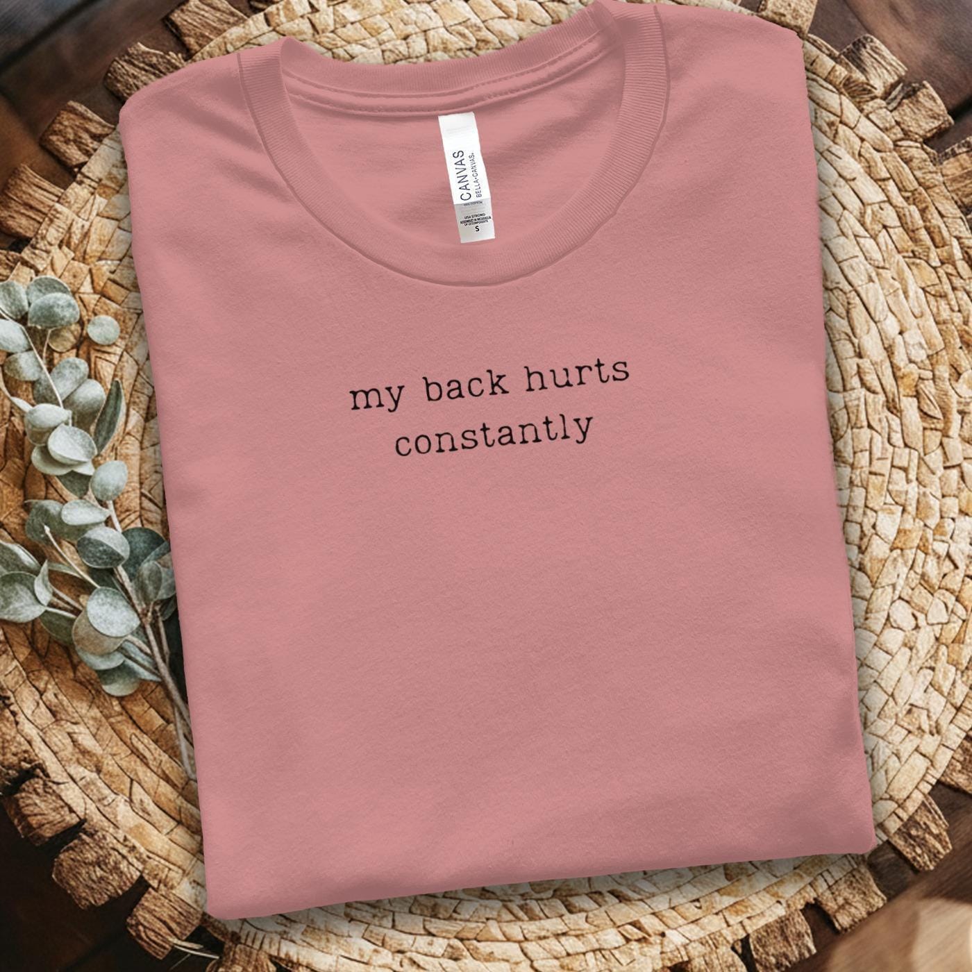 My Back Hurts Constantly Tshirt, Funny Quote Shirt, Sarcastic Tee, Humorous Apparel, Casual Wear, Graphic T-Shirt, Gift for Friends