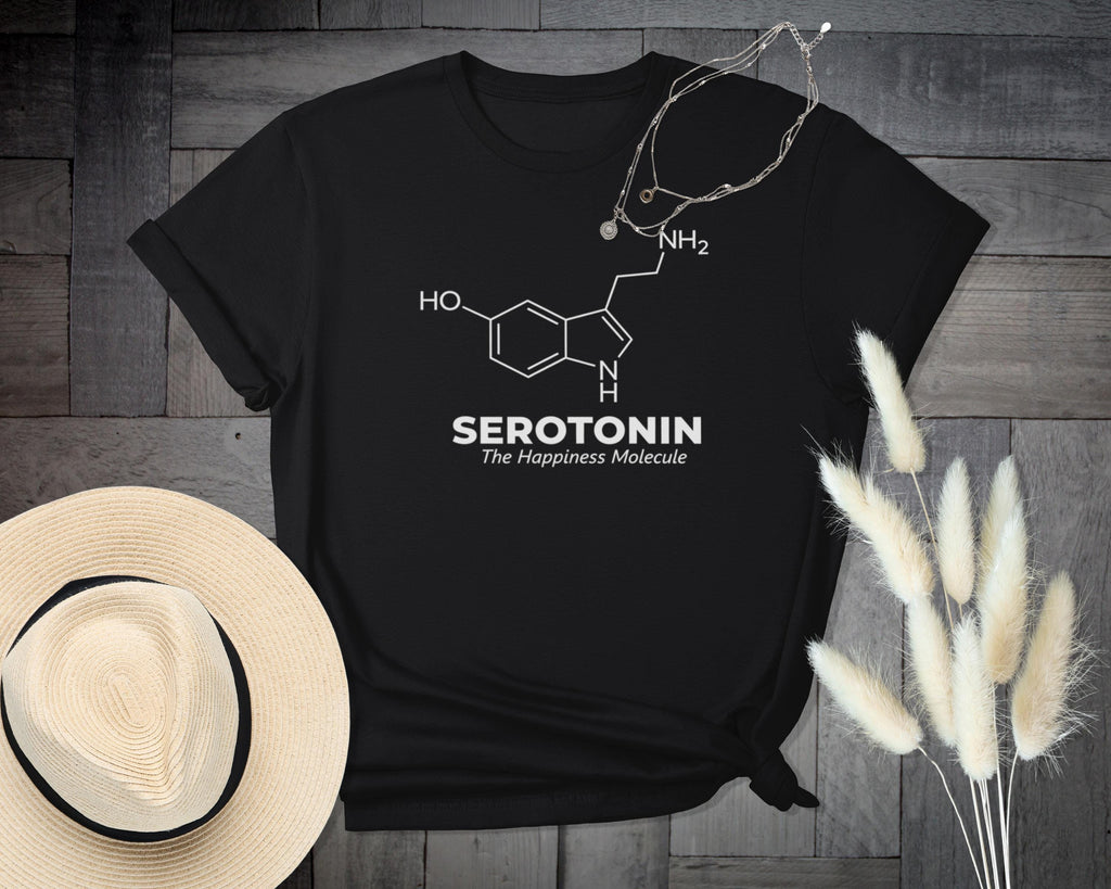 Serotonin The Happiness Molecule Shirt, Science Chemistry Tee, Geeky Science Gift, Fun Molecular Biology Shirt, Educational Tshirt