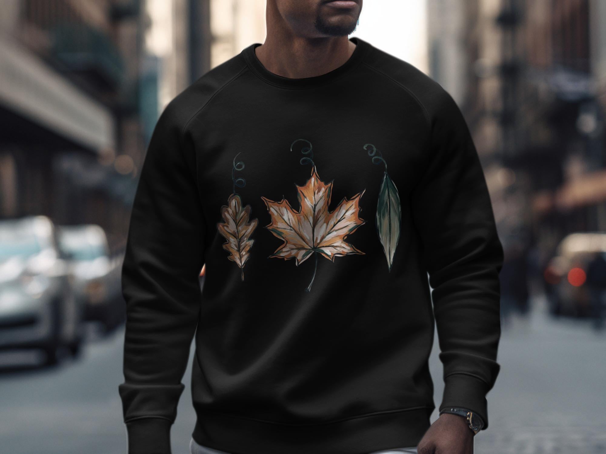 Autumn leaves sweatshirt, Fall fashion, Leaf print pullover, Comfortable casual wear, Seasonal outfit, Gift for him