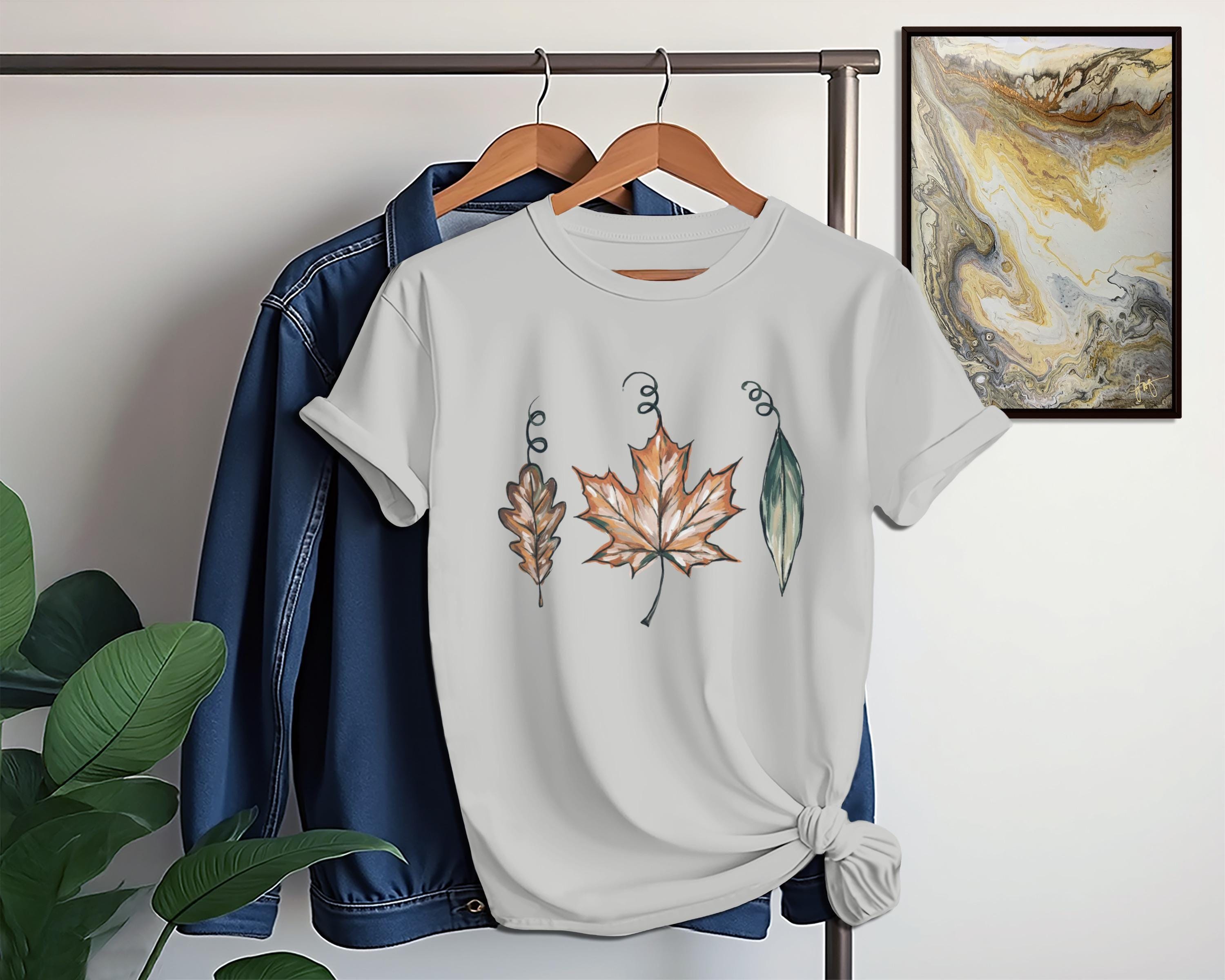 Fall Leaves T-Shirt, Autumn Graphic Tee, Seasonal Leaf Design, Casual Wear, Unisex Fall Clothing, Rustic Nature Shirt