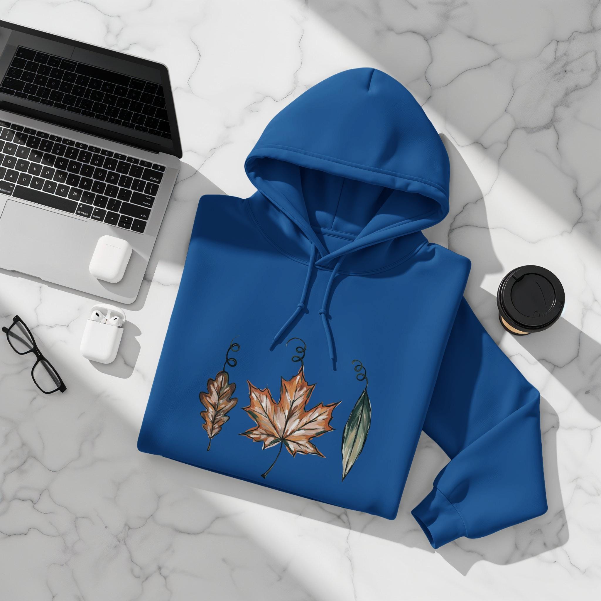 Autumn Leaves Hoodie, Fall Season Sweatshirt, Cozy Hooded Pullover, Unique Fall Fashion, Casual Wear, Trendy Fall Clothing