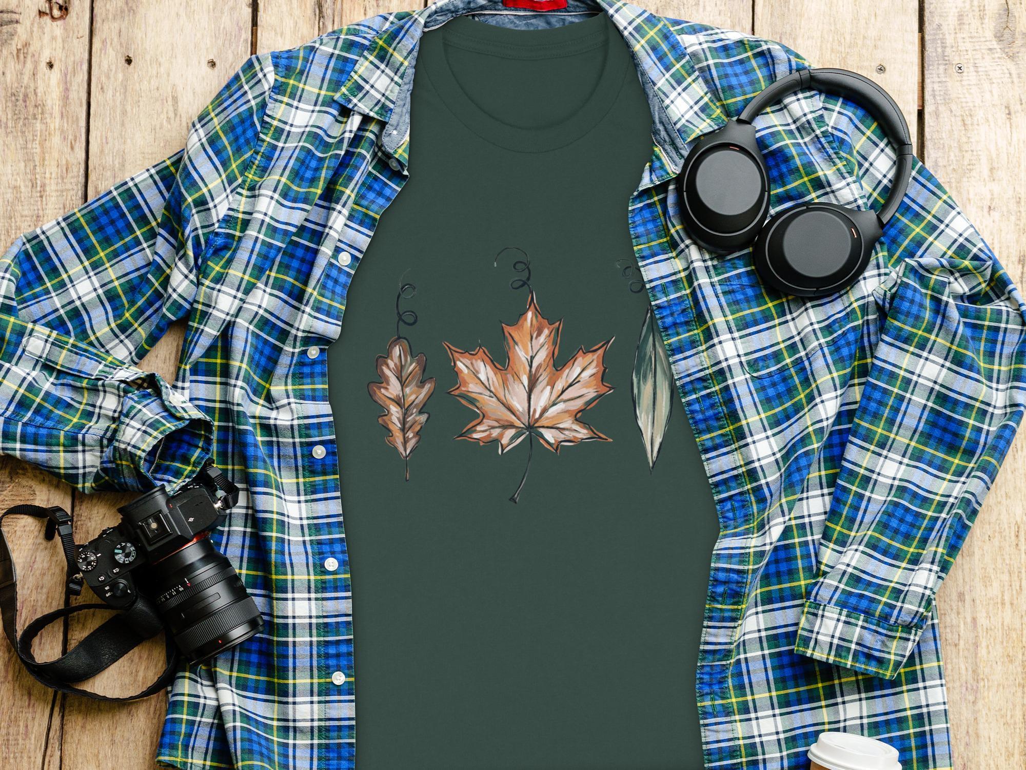Autumn Leaf T-Shirt, Fall Season Shirt, Nature Inspired Clothing, Leaf Graphic Tee, Casual Fall Fashion, Seasonal Shirt, Gift for Nature