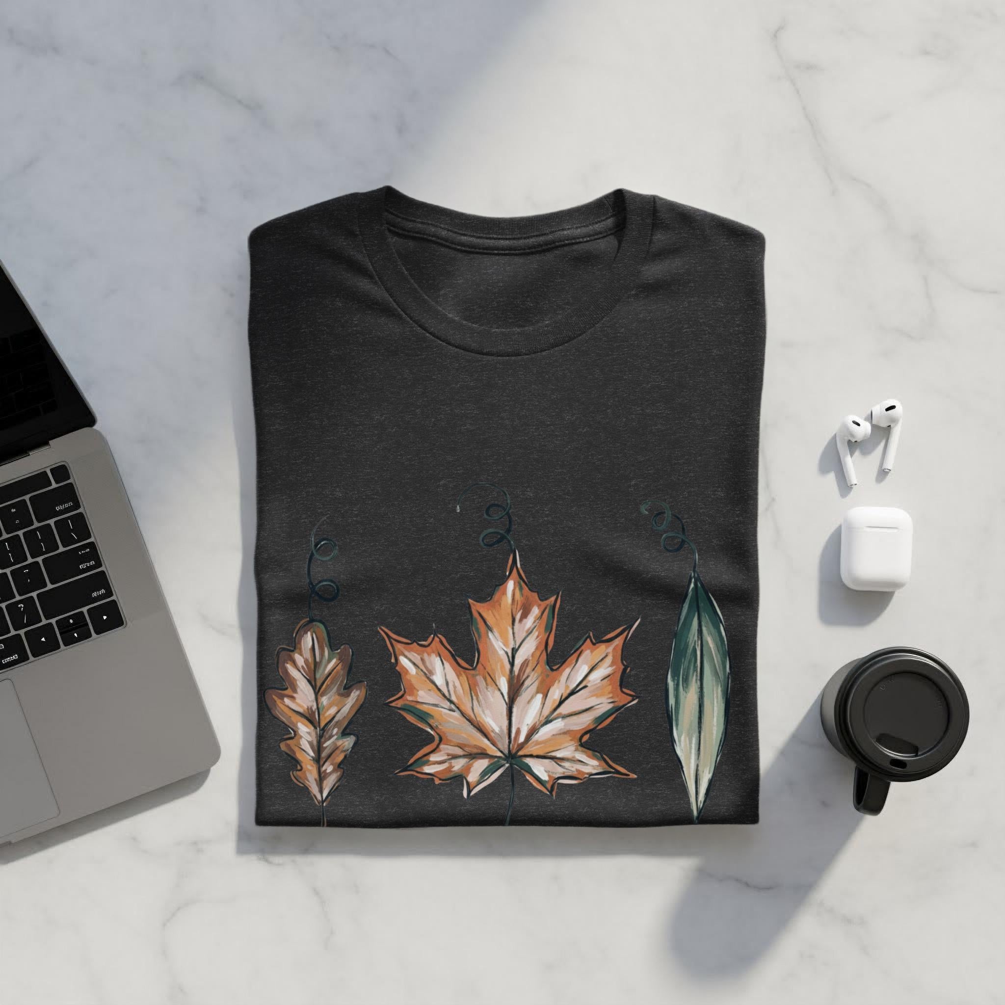 Autumn Leaves T-Shirt, Fall Season Tee, Nature Inspired Shirt, Leaf Print Top, Casual Wear, Gift for Nature Lovers, Comfortable Autumn
