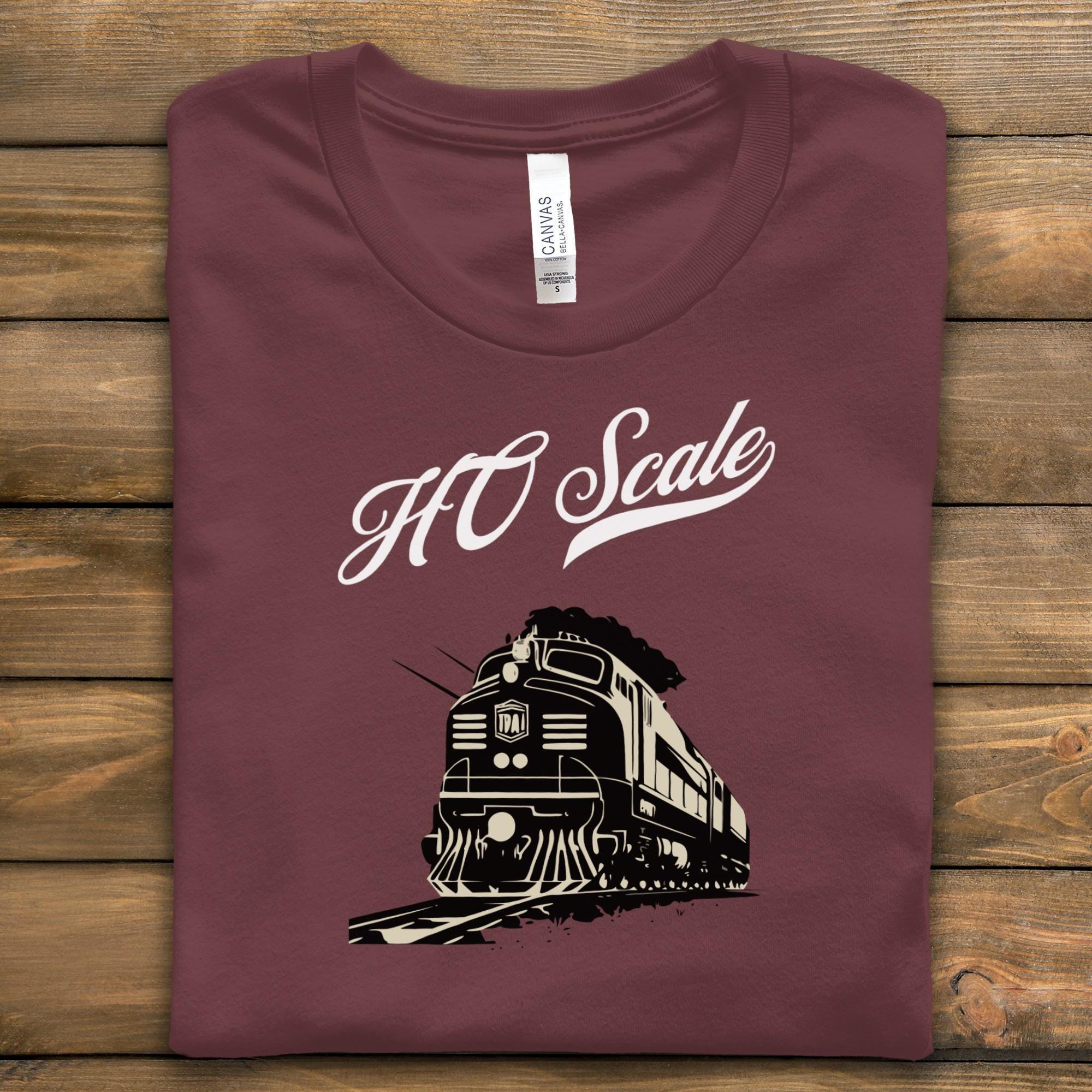 Railroad Themed T-Shirt, Vintage Train Graphic Tee, Model Train Enthusiast Gift, HO Scale Locomotive Shirt, Train Lover Apparel