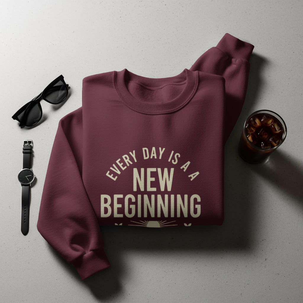 Every Day is a New Beginning Sweatshirt, Motivational Quote Sweatshirt, Inspirational Graphic Pullover, Comfort Casual Wear