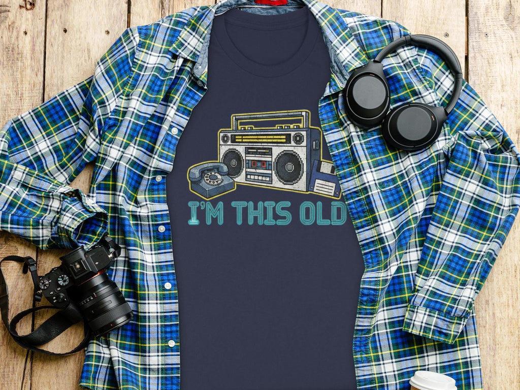 I'm This Old Graphic Tee, Funny Nostalgic Throwback T-Shirt, Retro Boom Box Shirt, Vintage Electronics Design, Cool 80s 90s Apparel