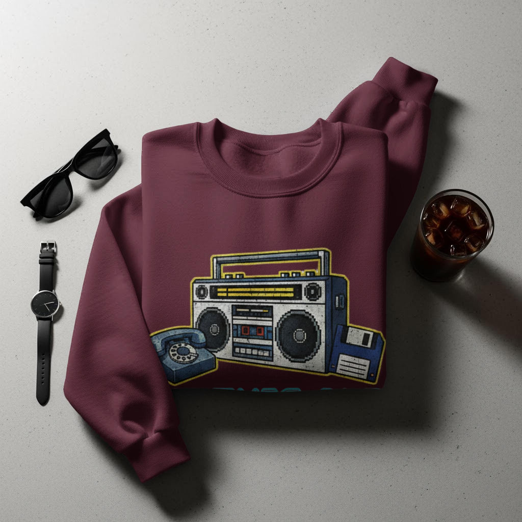 Retro Boombox Sweatshirt, Vintage Music Lover Gift, 80s 90s Nostalgic Fashion, Casual Wear, Unisex Pullover, Unique Graphic Design