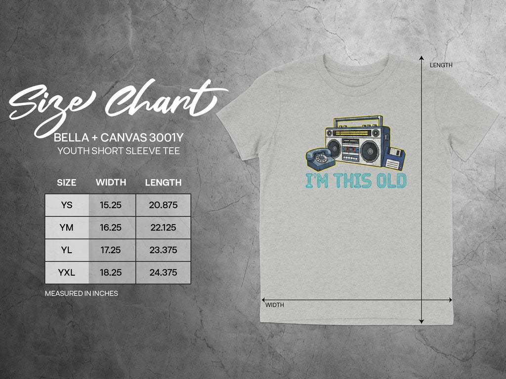 Retro Boombox Graphic Tee, Funny I'm This Old T-Shirt, Youth Short Sleeve, Vintage Music Lover's Shirt, Unique Gift for Kids