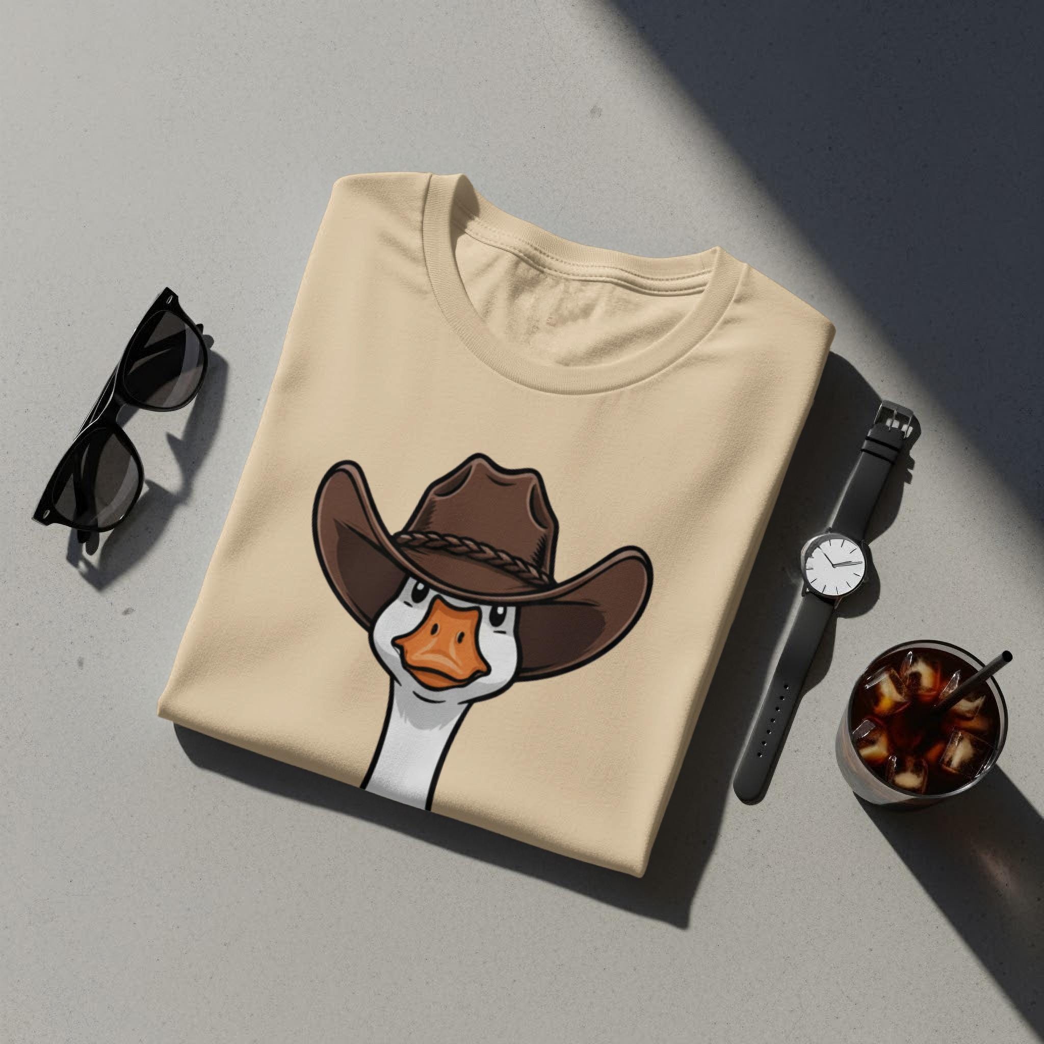 Funny Cowboy Goose Shirt, Farm Animal Graphic Tee, Cute Country Humor Apparel, Unisex Casual Wear, Unique Gift Idea