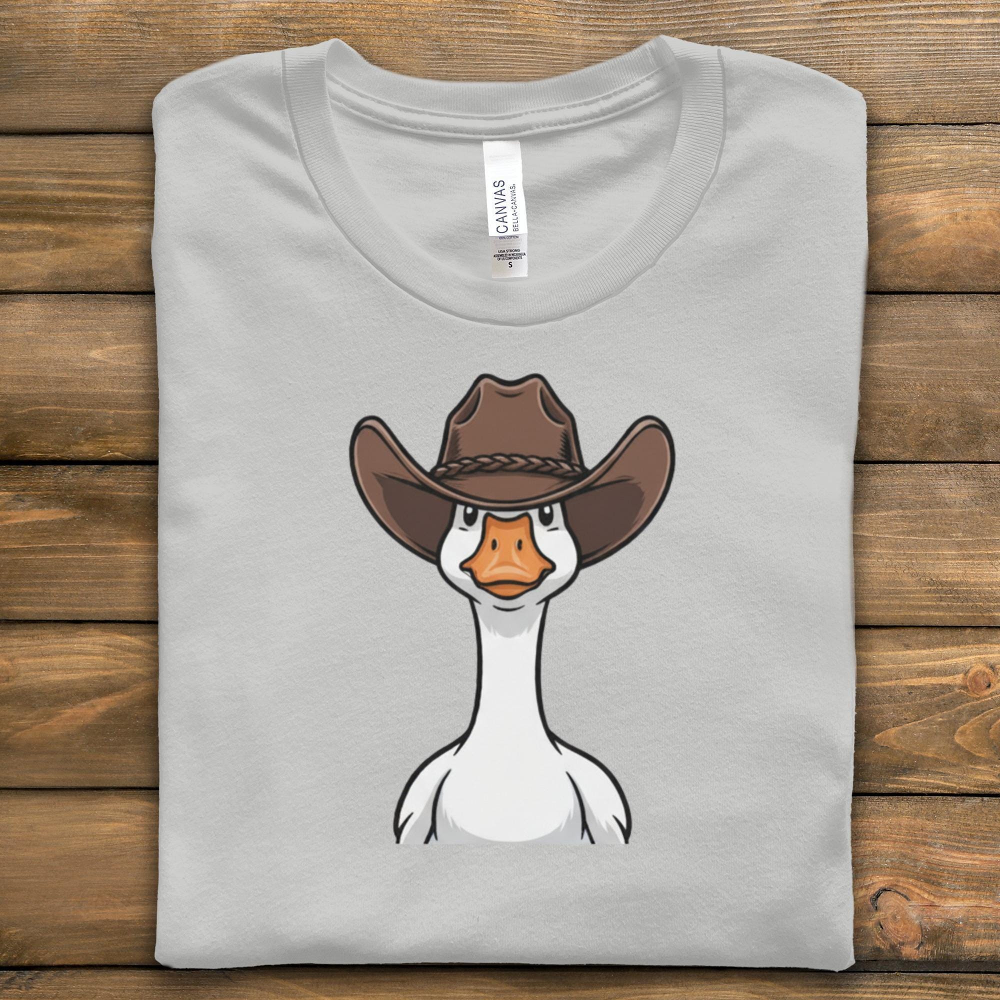 Funny Cowboy Goose Shirt, Animal Lover Gift, Cute Farm Animal Tee, Quirky Animal Print Shirt, Unique Graphic T-Shirt, Novelty Top