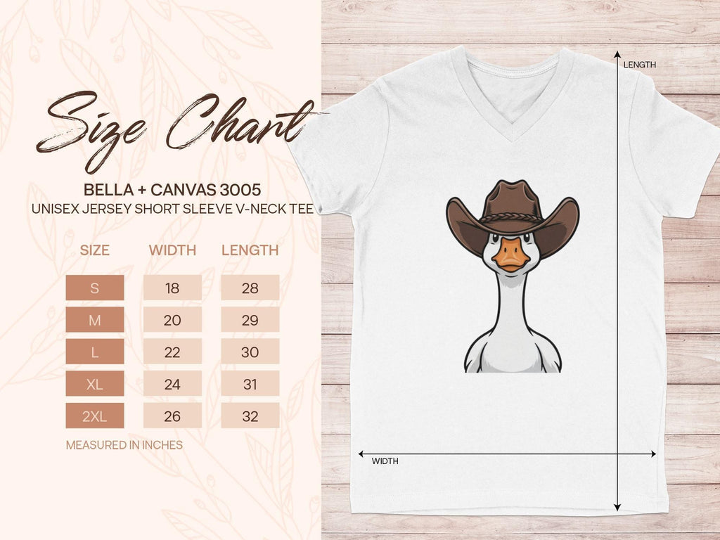 Funny Cowboy Goose Shirt, Western Animal T-Shirt, Cute Farm Graphic Tee, Unisex V-Neck Top, Humor Goose Lover Gift