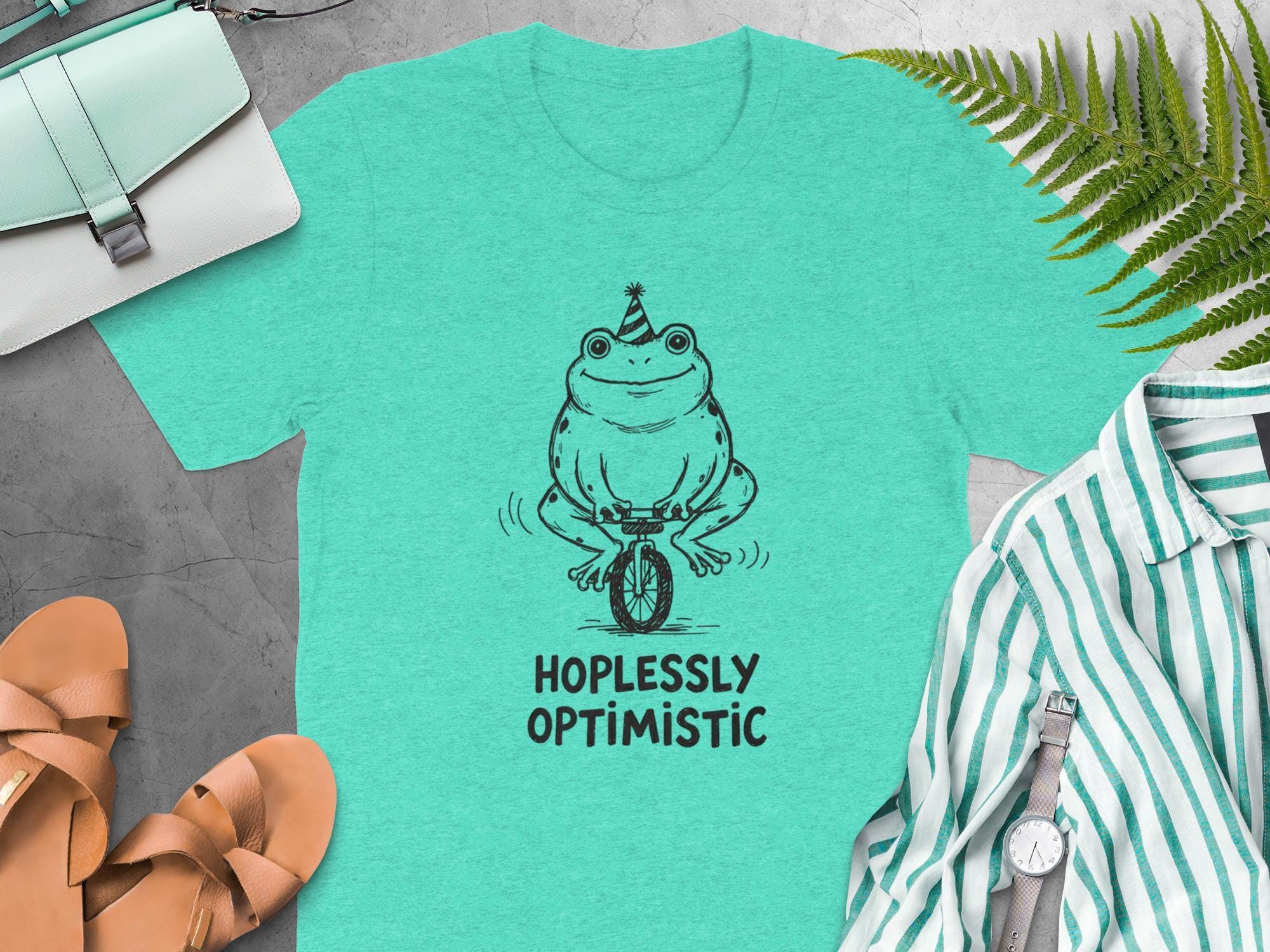 Funny Frog Graphic Tee, Hopelessly Optimistic Shirt, Cute Animal Humor T-Shirt, Trendy Summer Outfit, Casual Unisex Clothing