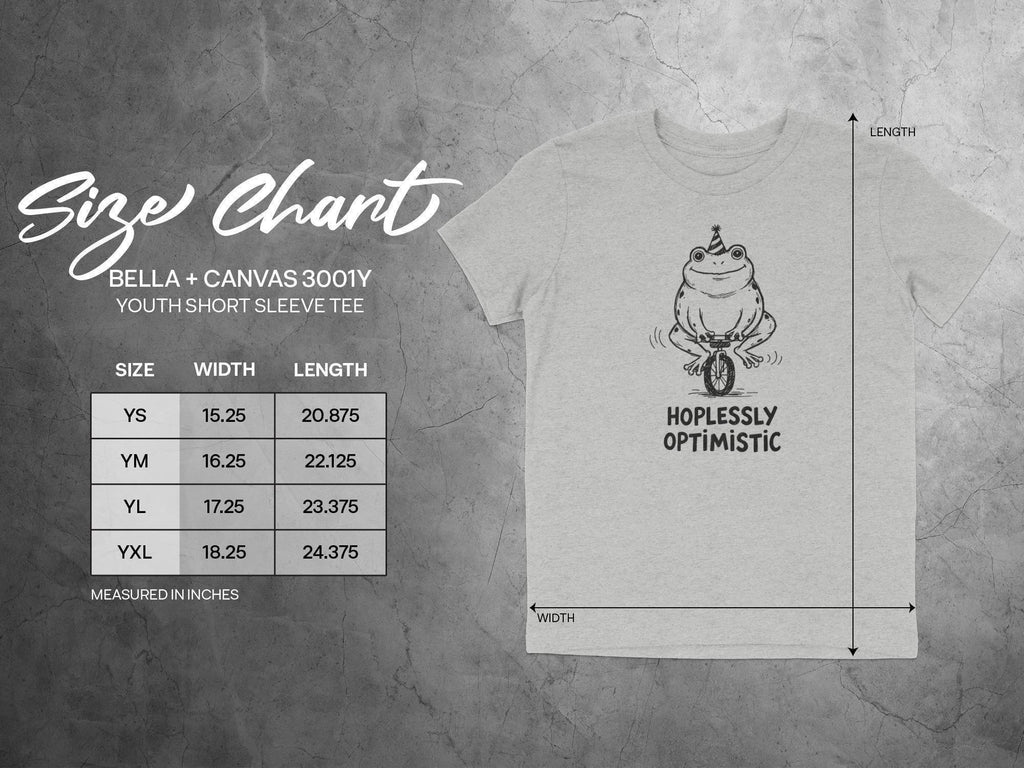 Hopelessly Optimistic Frog T-shirt, Cute Frog Shirt, Fun Graphic Tee, Youth Short Sleeve Shirt, Trendy Kids Clothing, Casual Wear