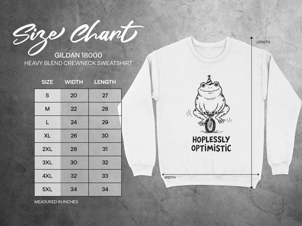 Hopelessly Optimistic Sweatshirt, Funny Frog Crewneck, Motivational Graphic Pullover, Casual Comfy Sweater Gift Idea